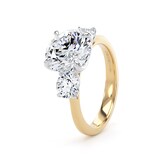 Goldsmiths 18ct Yellow Gold and Platinum 4.00cttw Round Brilliant Cut Lab Grown Diamond 3 Stone Engagement Ring - Ring Size N