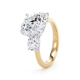 Goldsmiths 18ct Yellow Gold and Platinum 5.20cttw Round Brilliant Cut Lab Grown Diamond 3 Stone Engagement Ring - Ring Size I