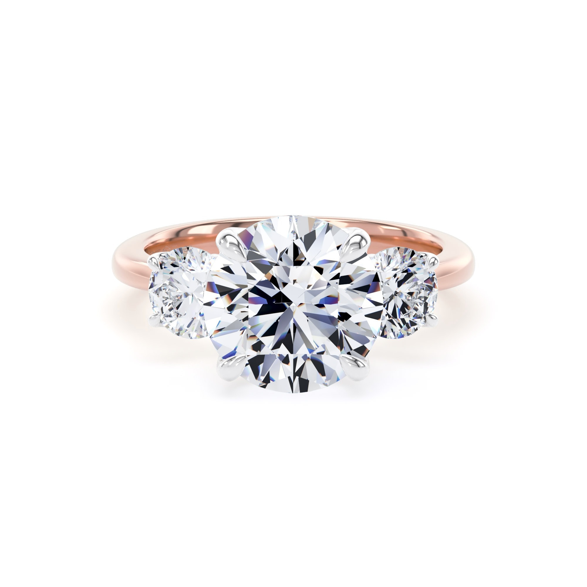 18ct Rose Gold and Platinum 4.00cttw Round Brilliant Cut Lab Grown Diamond 3 Stone Engagement Ring