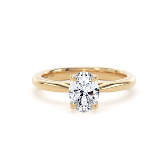 Goldsmiths 18ct Yellow Gold 1.00cttw Oval Cut Lab Grown Diamond Solitaire Engagement Ring