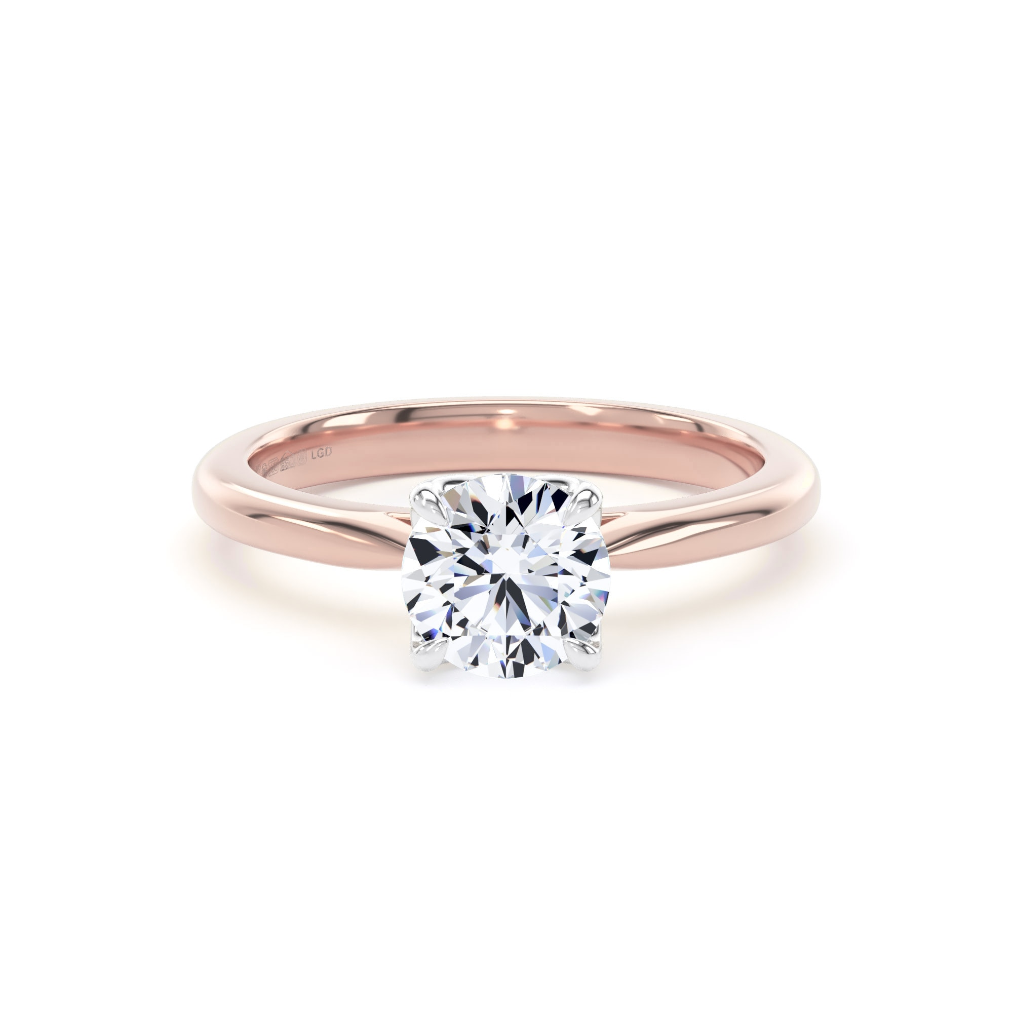 18ct Rose Gold and Platinum 1.00cttw Brilliant Cut Lab Grown Diamond Solitaire Engagement Ring