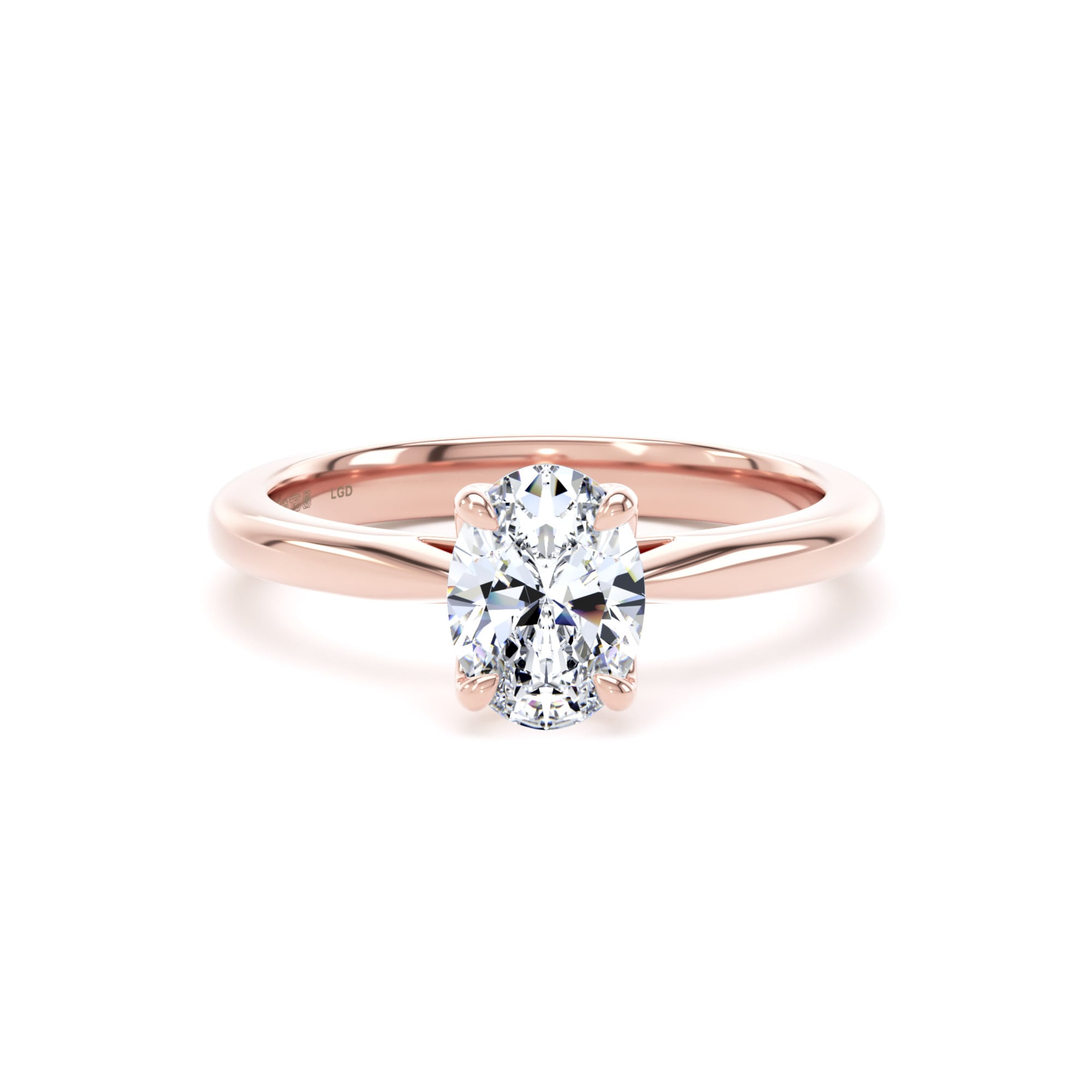 18ct Rose Gold 1.00cttw Oval Cut Lab Grown Diamond Solitaire Engagement Ring