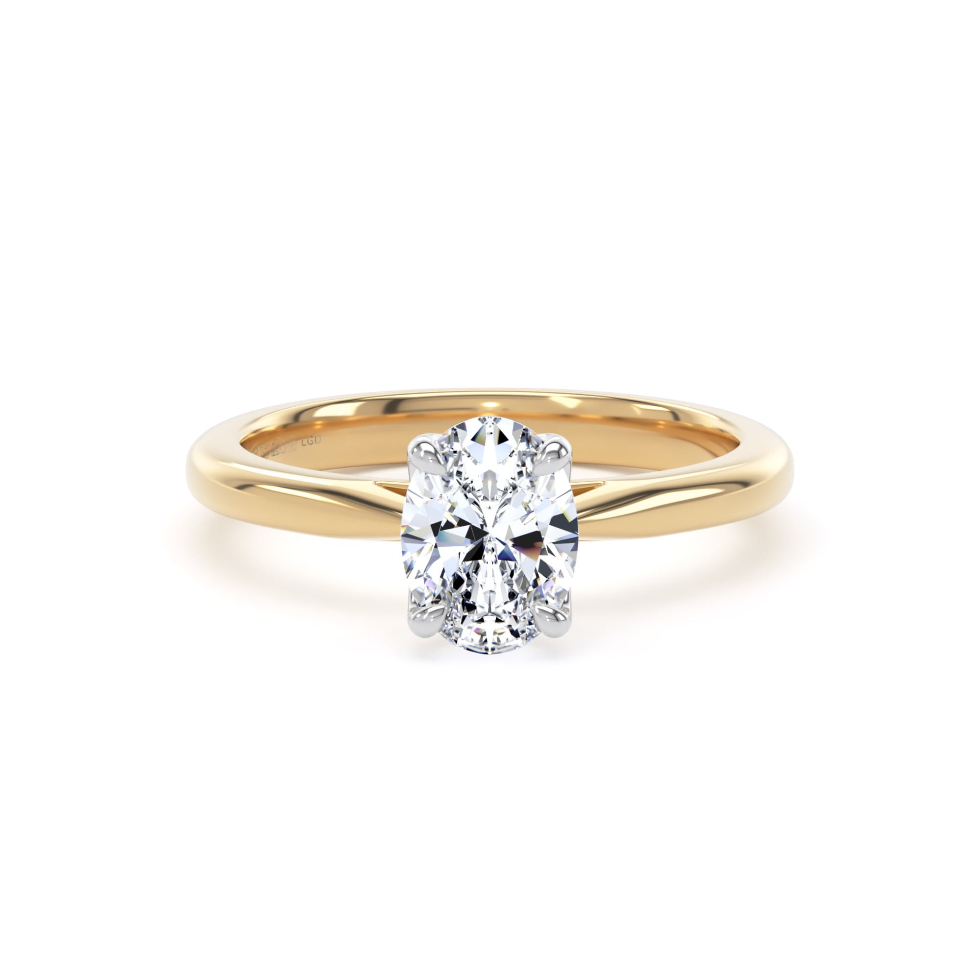 18ct Yellow Gold and Platinum 1.00cttw Oval Cut Lab Grown Diamond Solitaire Engagement Ring