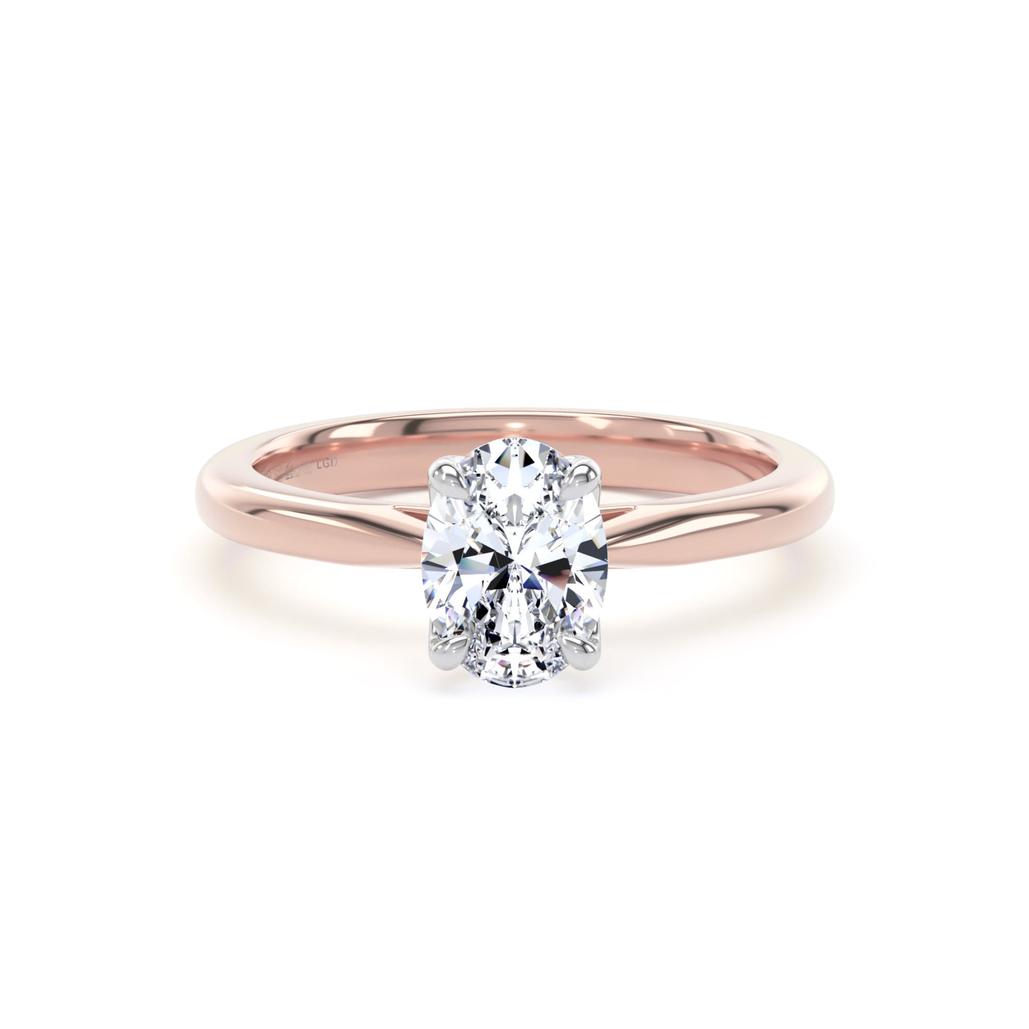 18ct Rose Gold and Platinum 1.00cttw Oval Cut Lab Grown Diamond Solitaire Engagement Ring