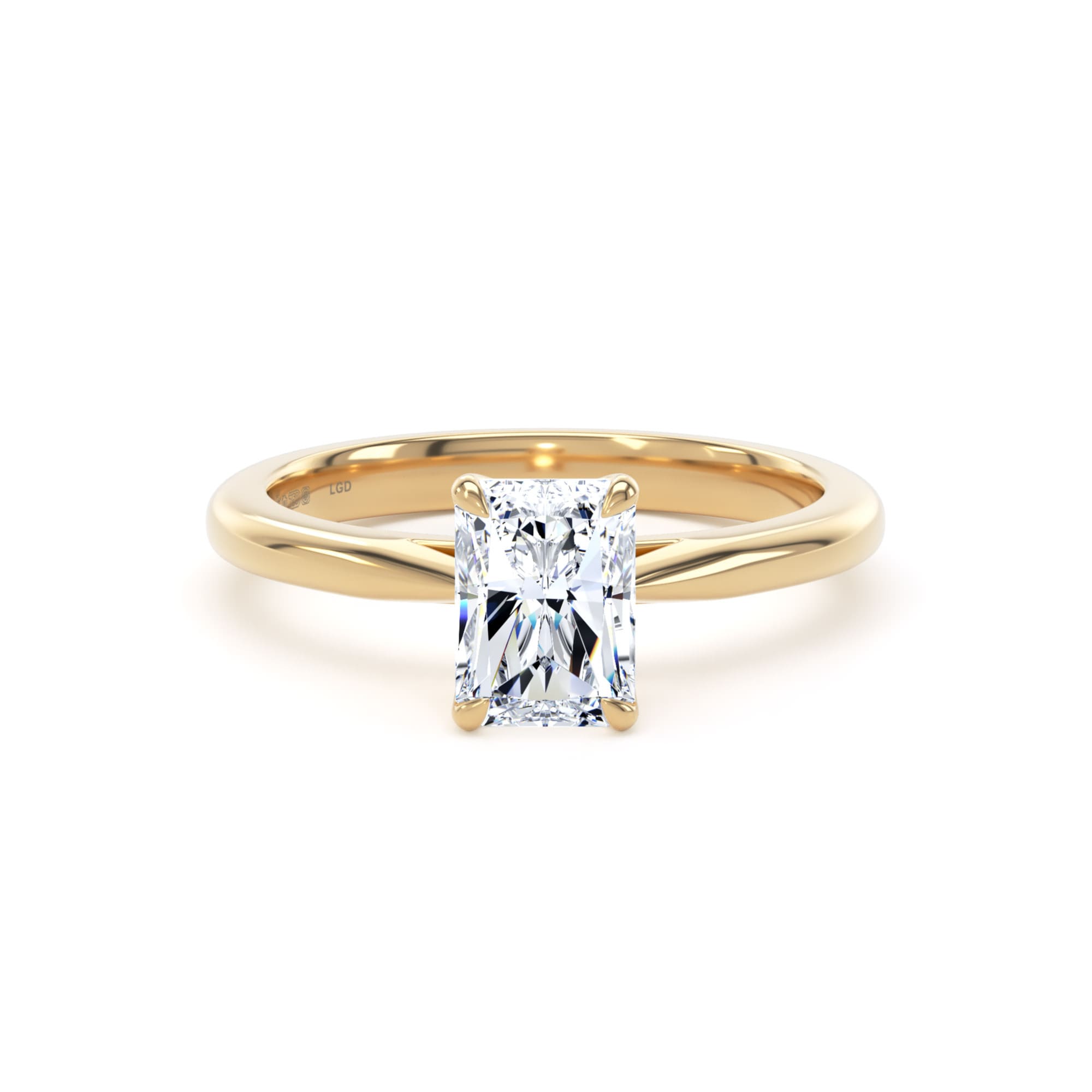 18ct Yellow Gold 1.00cttw Radiant Cut Lab Grown Diamond Solitaire Engagement Ring