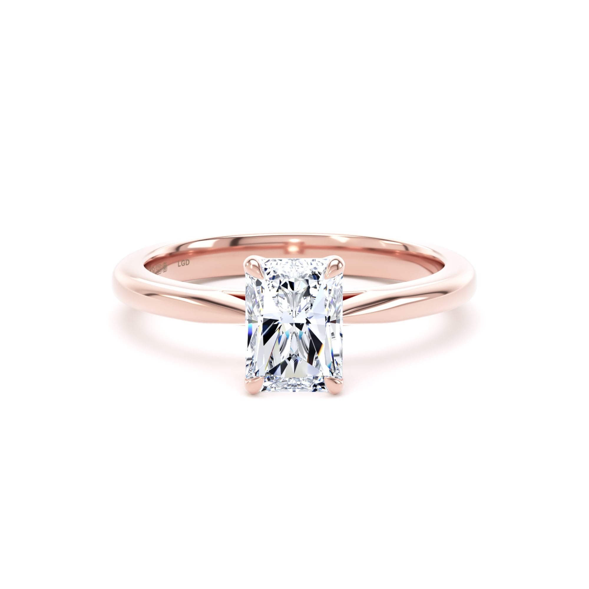 18ct Rose Gold 1.00cttw Radiant Cut Lab Grown Diamond Solitaire Engagement Ring