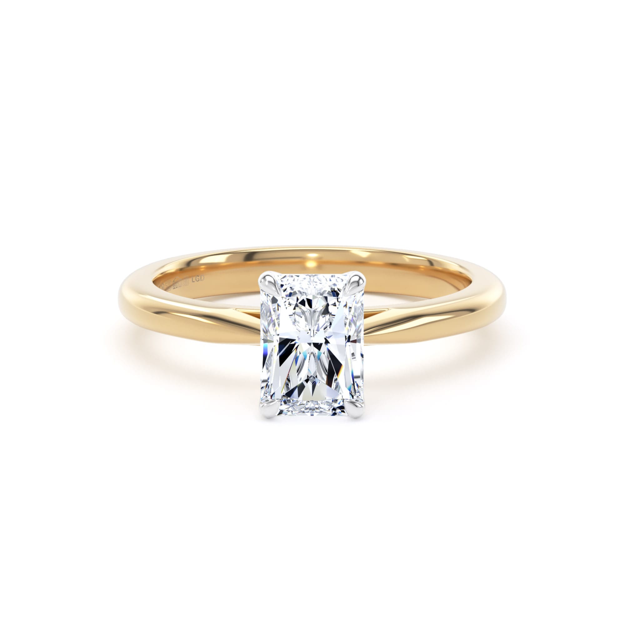 18ct Yellow Gold and Platinum 1.00cttw Radiant Cut Lab Grown Diamond Solitaire Engagement Ring