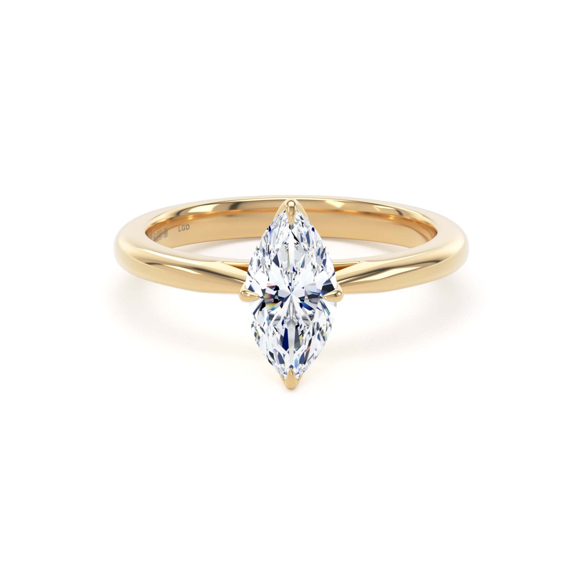 18ct Yellow Gold 1.00cttw Marquise Cut Lab Grown Diamond Solitaire Engagement Ring