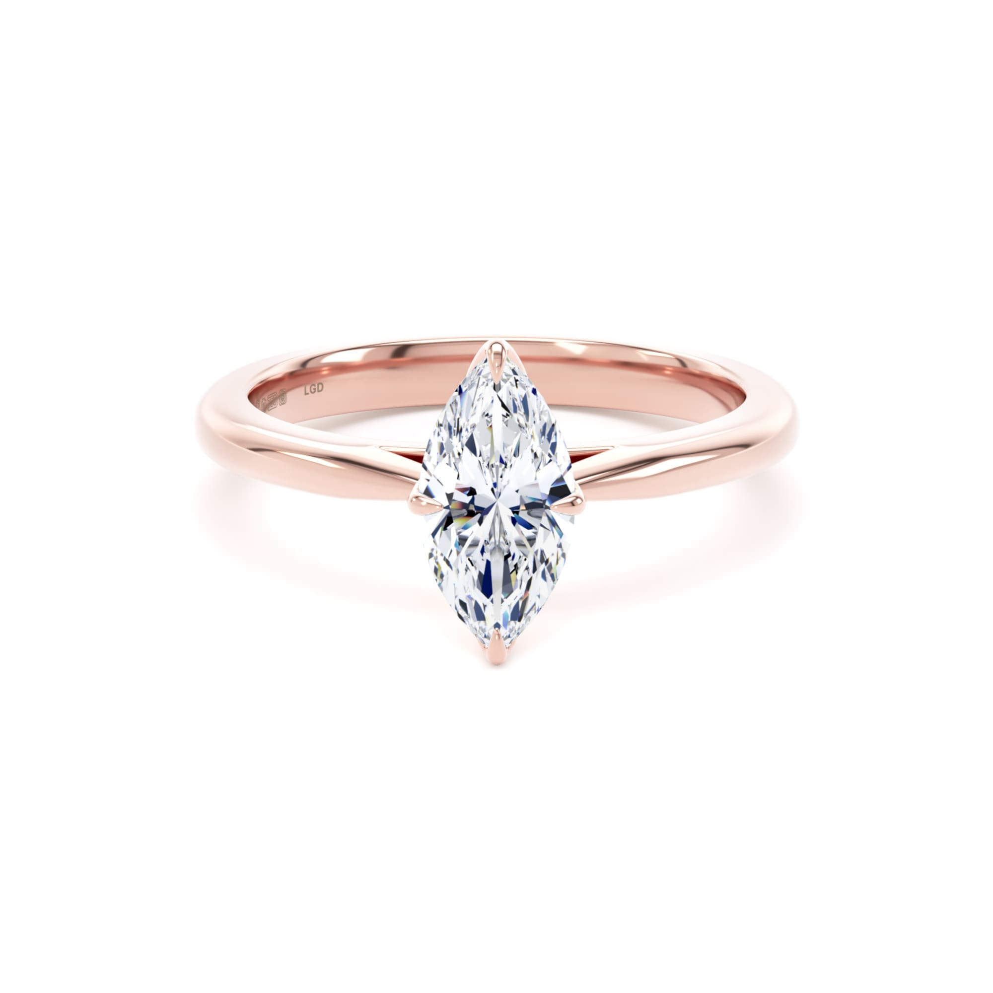 18ct Rose Gold 1.00cttw Marquise Cut Lab Grown Diamond Solitaire Engagement Ring
