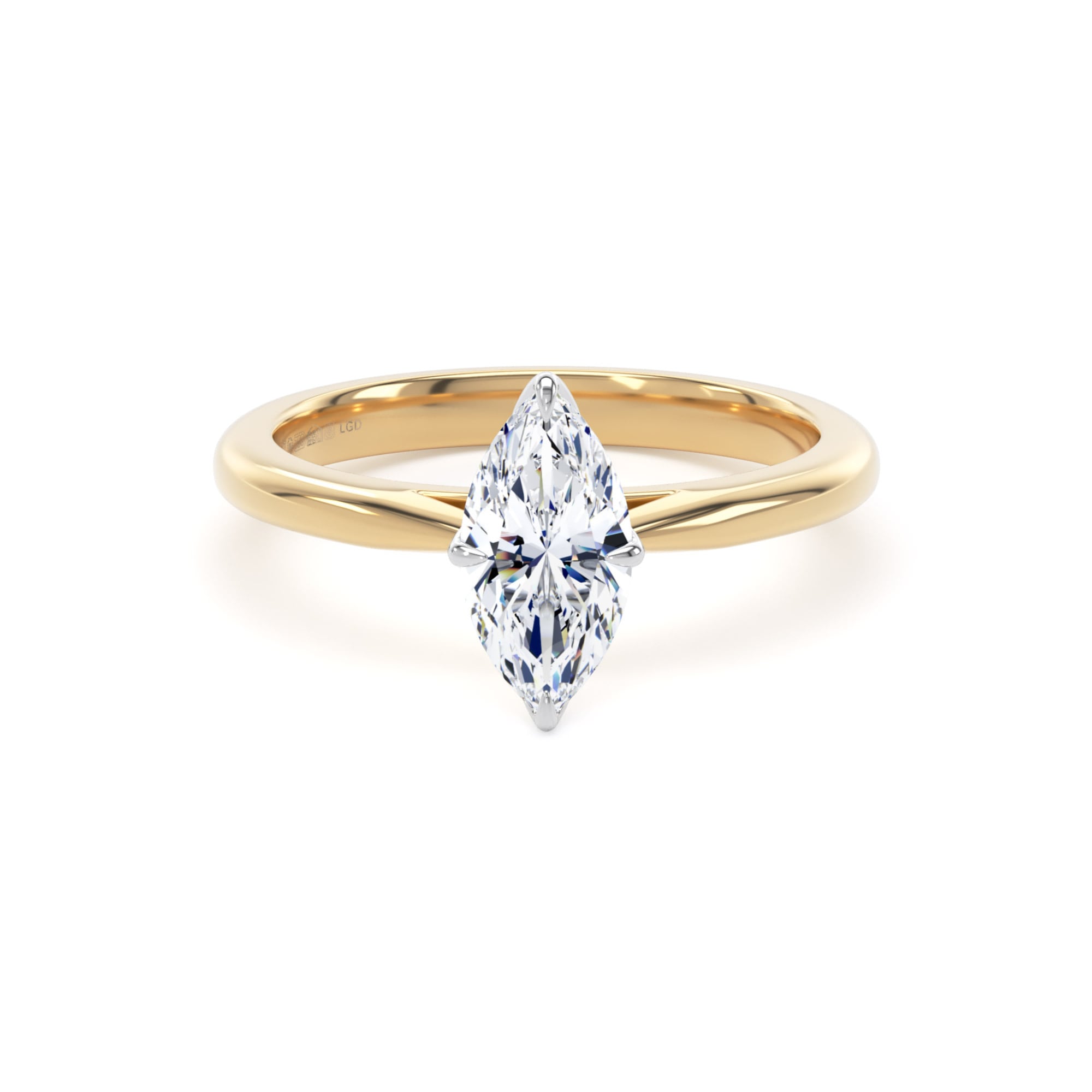 18ct Yellow Gold and Platinum 1.00cttw Marquise Cut Lab Grown Diamond Solitaire Engagement Ring