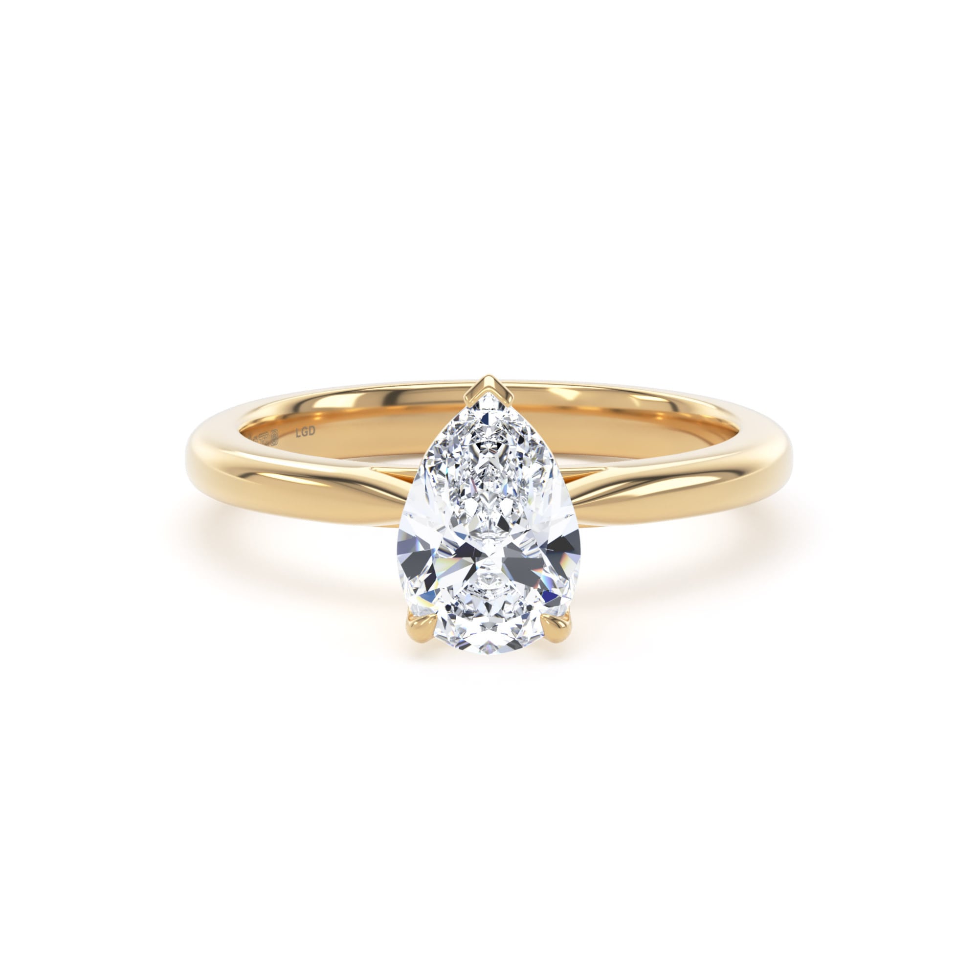 18ct Yellow Gold 1.00cttw Pear Cut Lab Grown Diamond Solitaire Engagement Ring