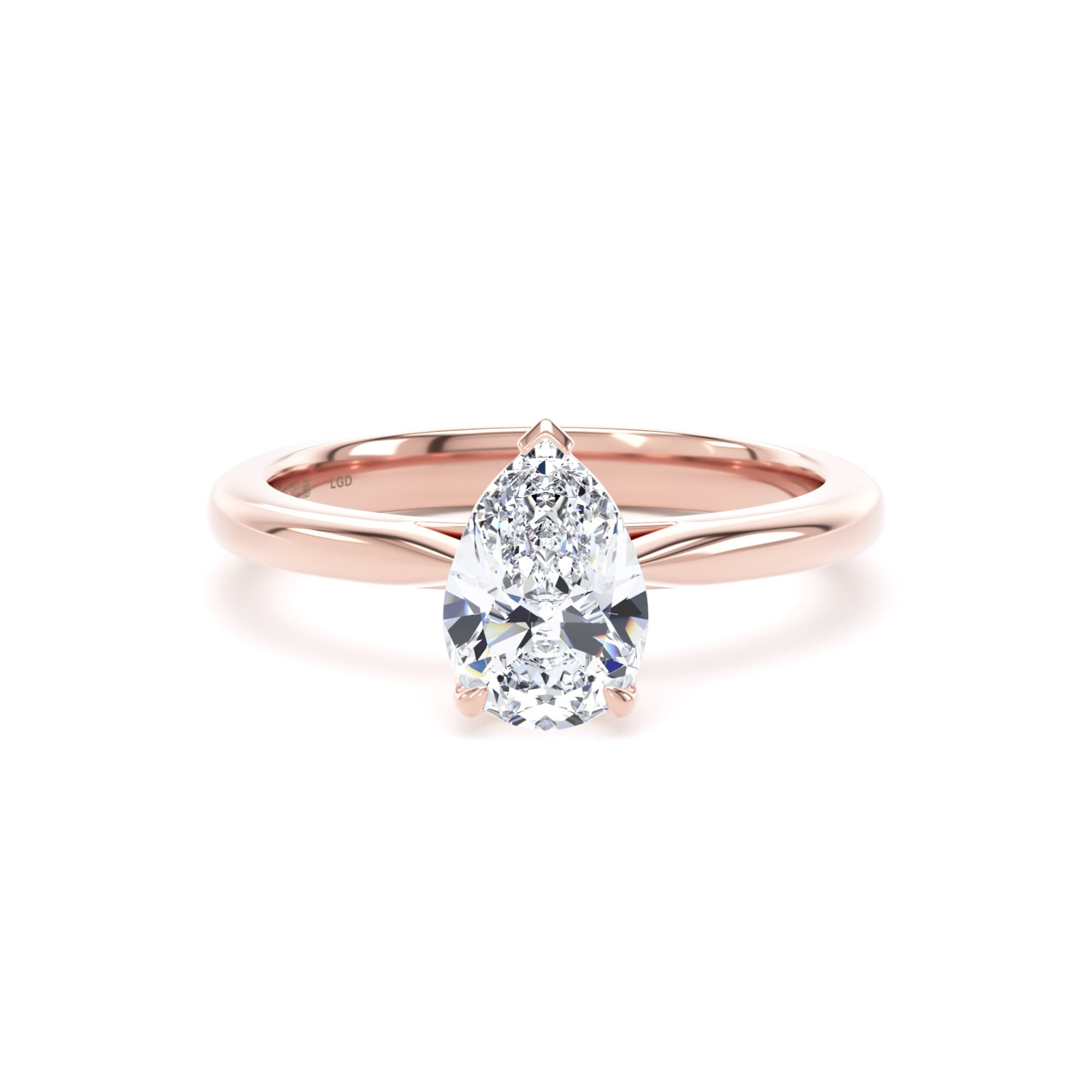 18ct Rose Gold 1.00cttw Pear Cut Lab Grown Diamond Solitaire Engagement Ring