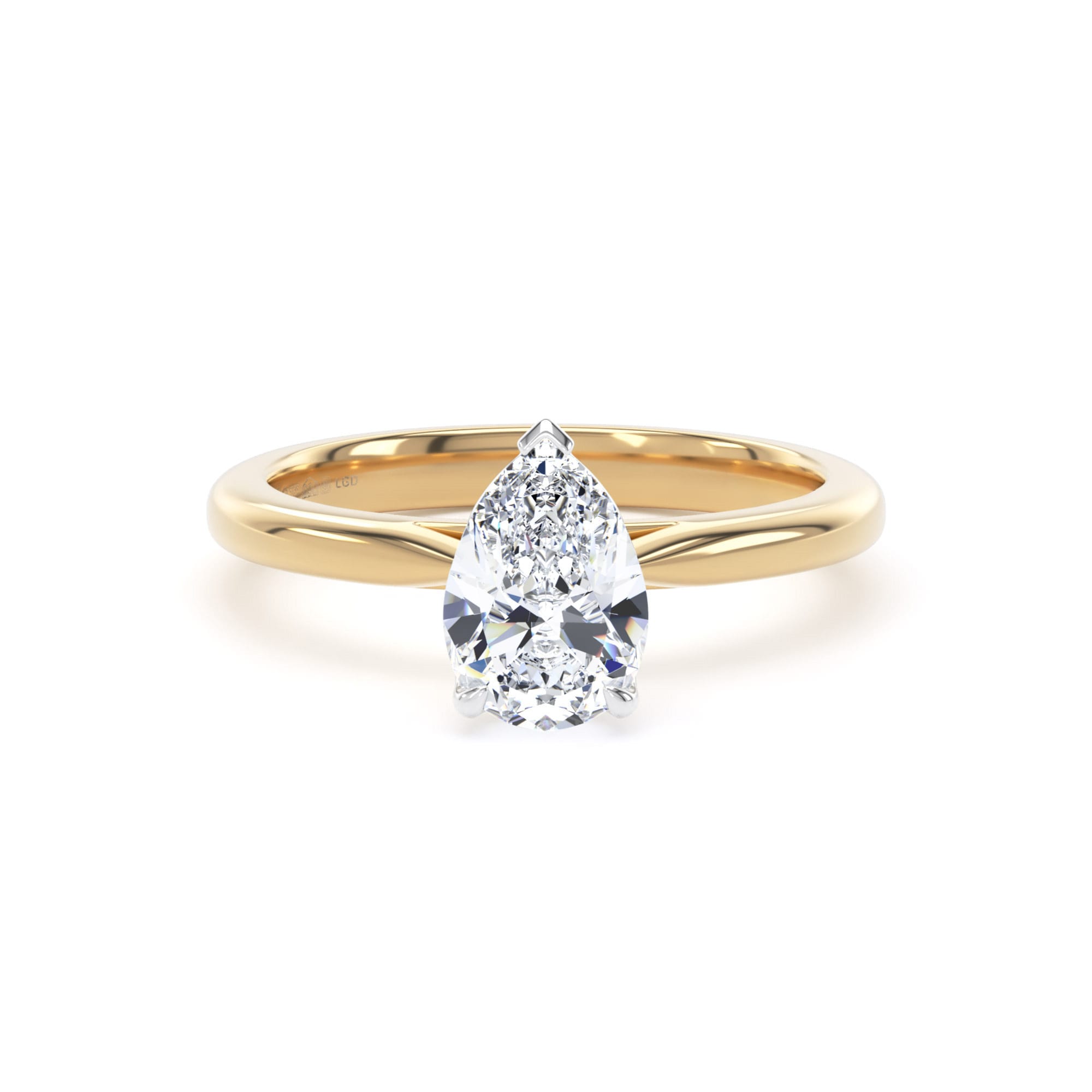 18ct Yellow Gold and Platinum 1.00cttw Pear Cut Lab Grown Diamond Solitaire Engagement Ring