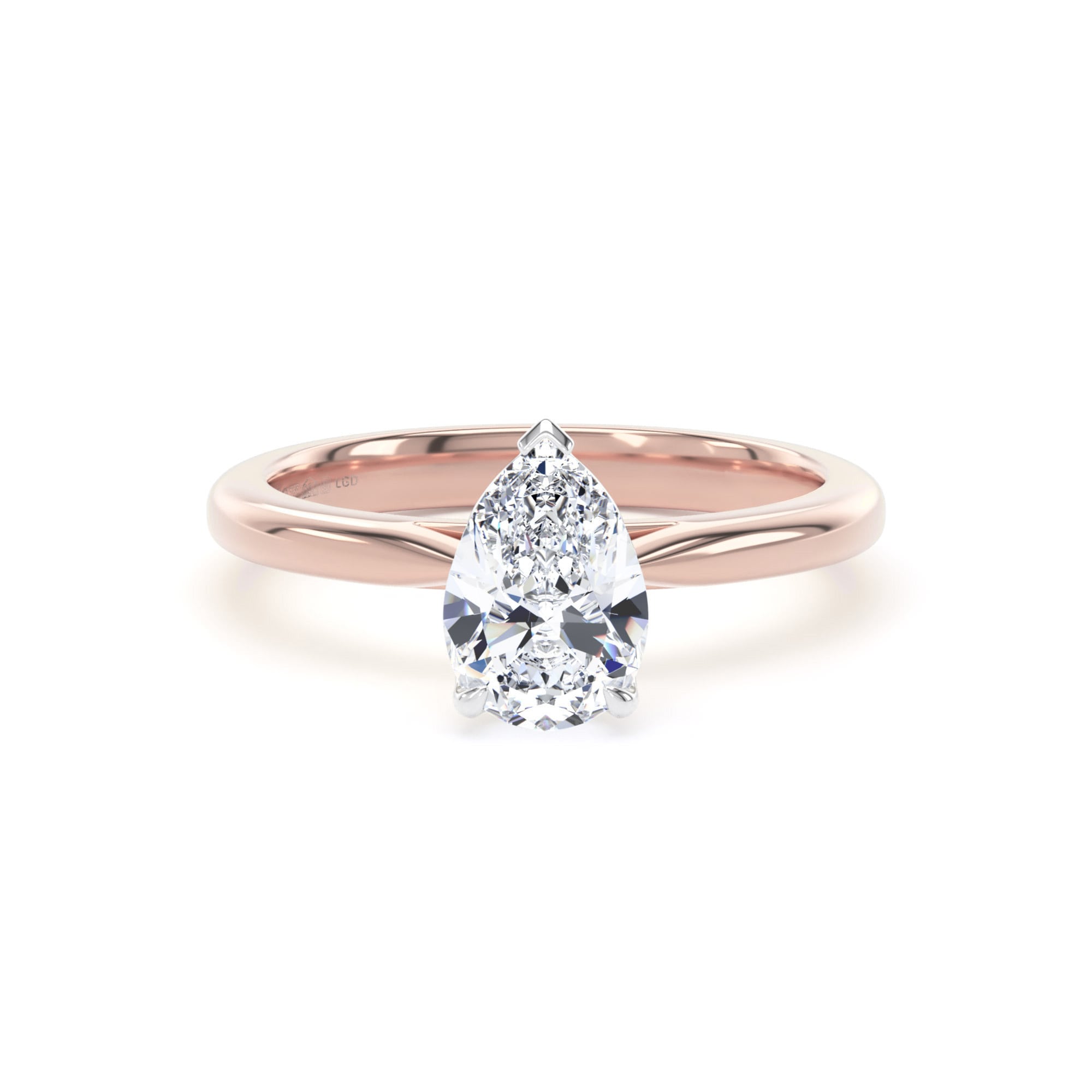 18ct Rose Gold and Platinum 1.00cttw Pear Cut Lab Grown Diamond Solitaire Engagement Ring