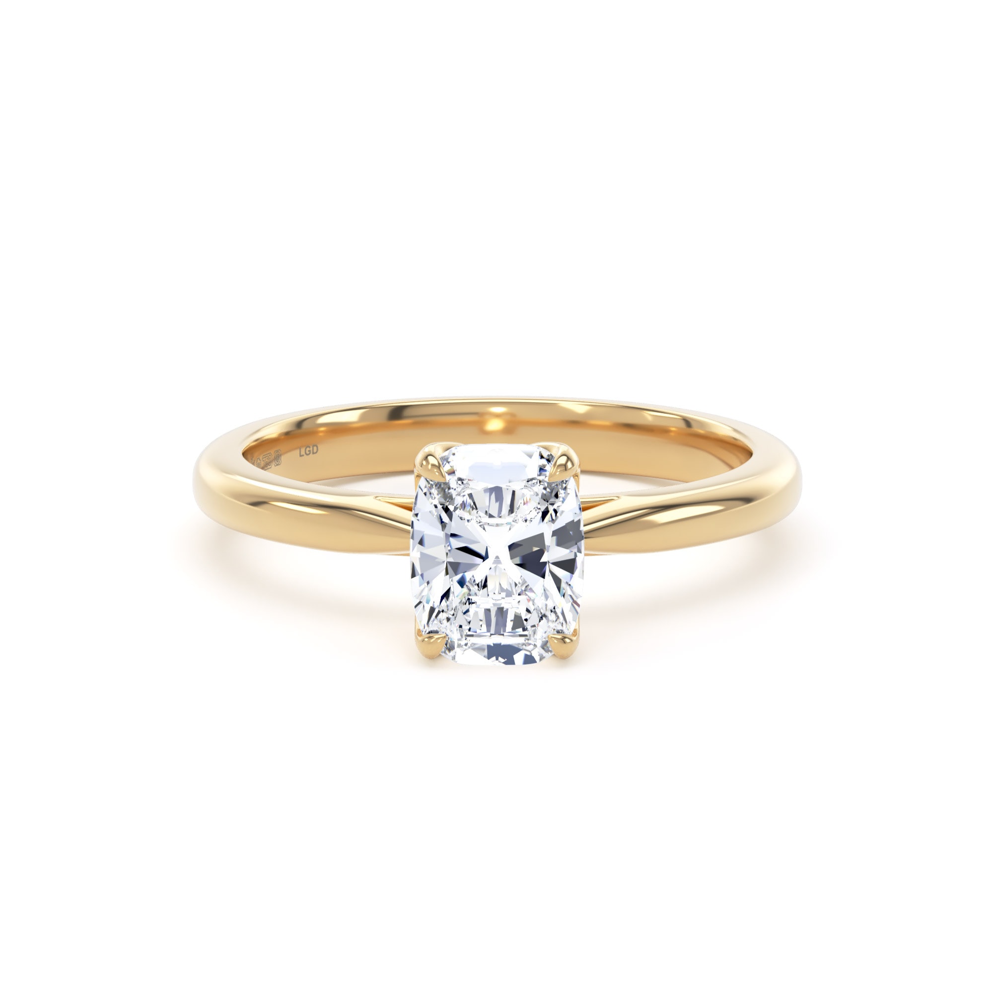 18ct Yellow Gold 1.00cttw Elongated Cushion Cut Lab Grown Diamond Solitaire Engagement Ring