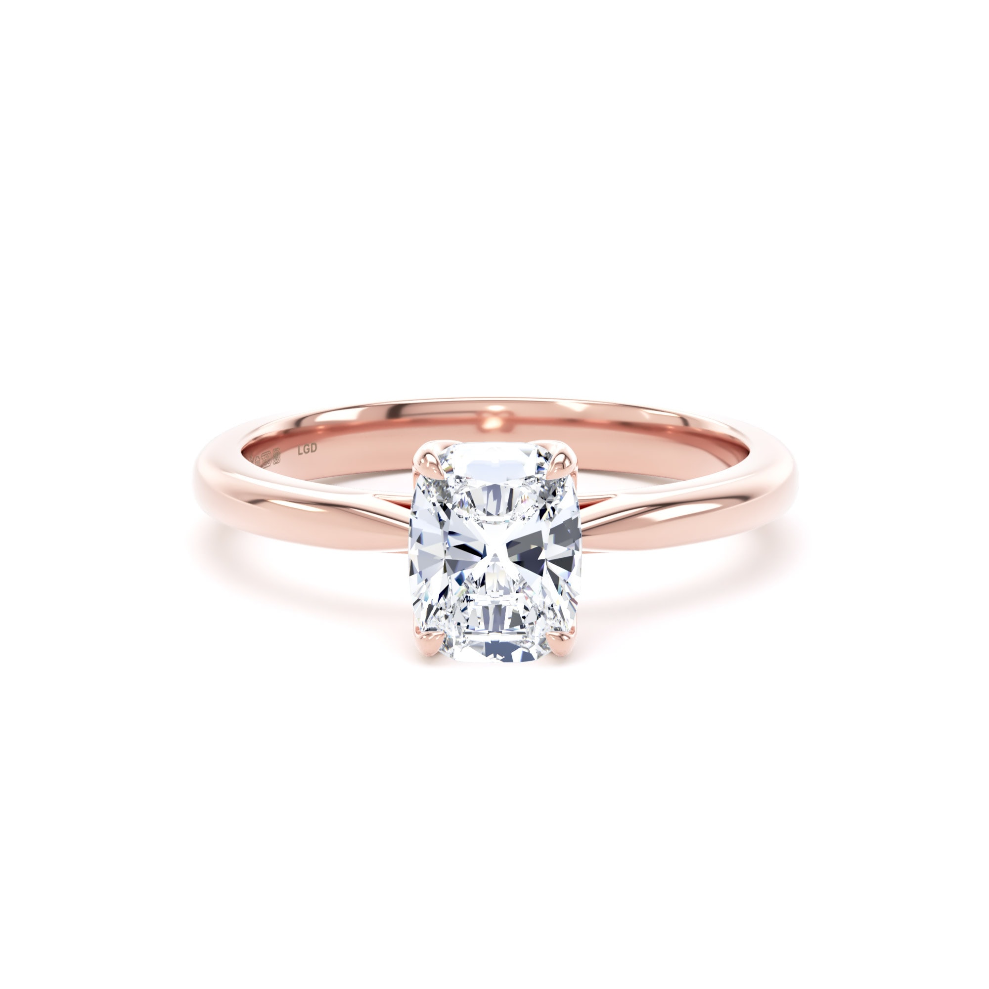 18ct Rose Gold 1.00cttw Elongated Cushion Cut Lab Grown Diamond Solitaire Engagement Ring