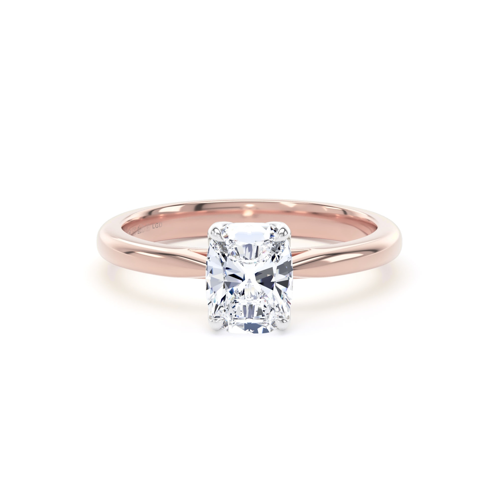 18ct Rose Gold and Platinum 1.00cttw Elongated Cushion Cut Lab Grown Diamond Solitaire Engagement Ring