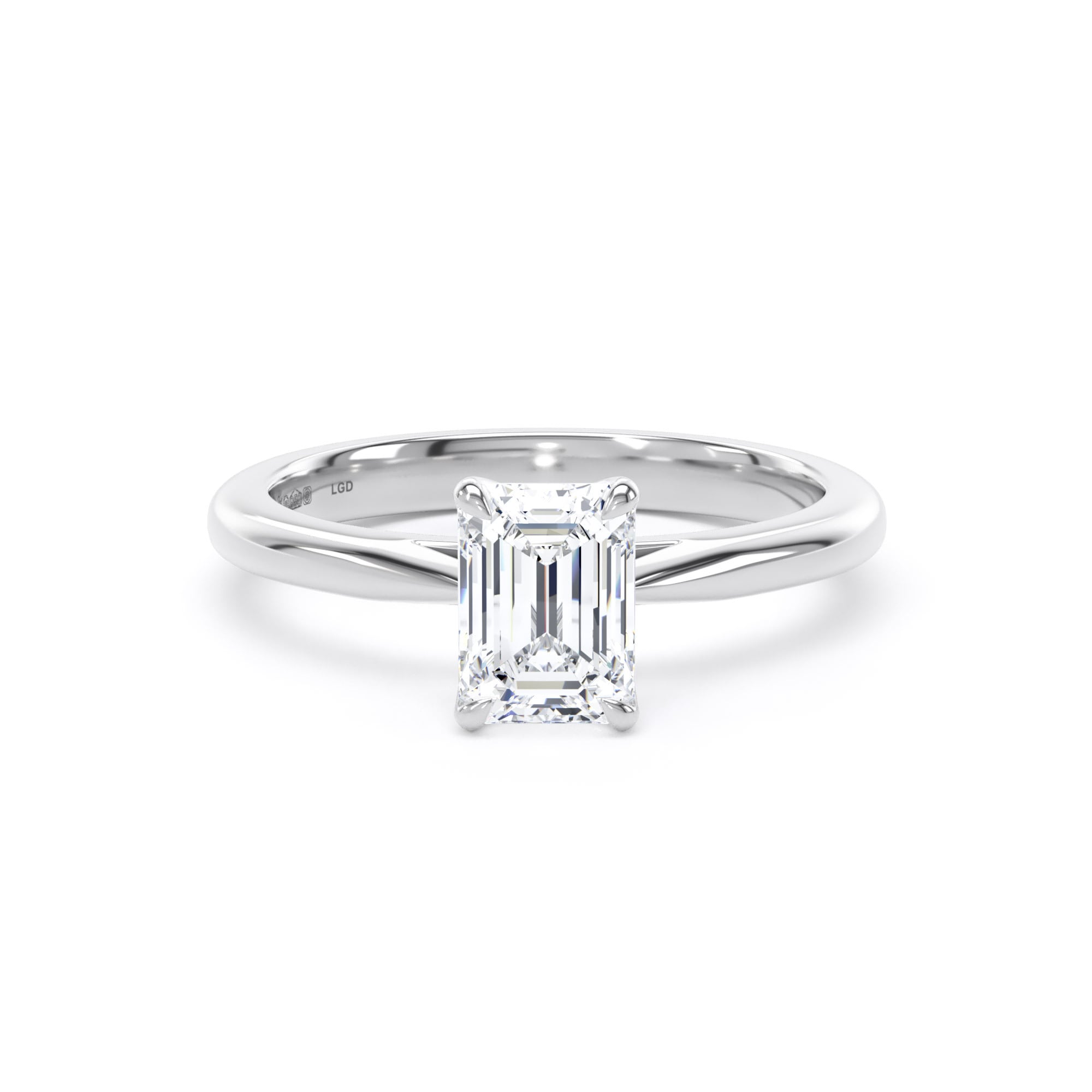 Platinum 1.00cttw Emerald Cut Lab Grown Diamond Solitaire Engagement Ring