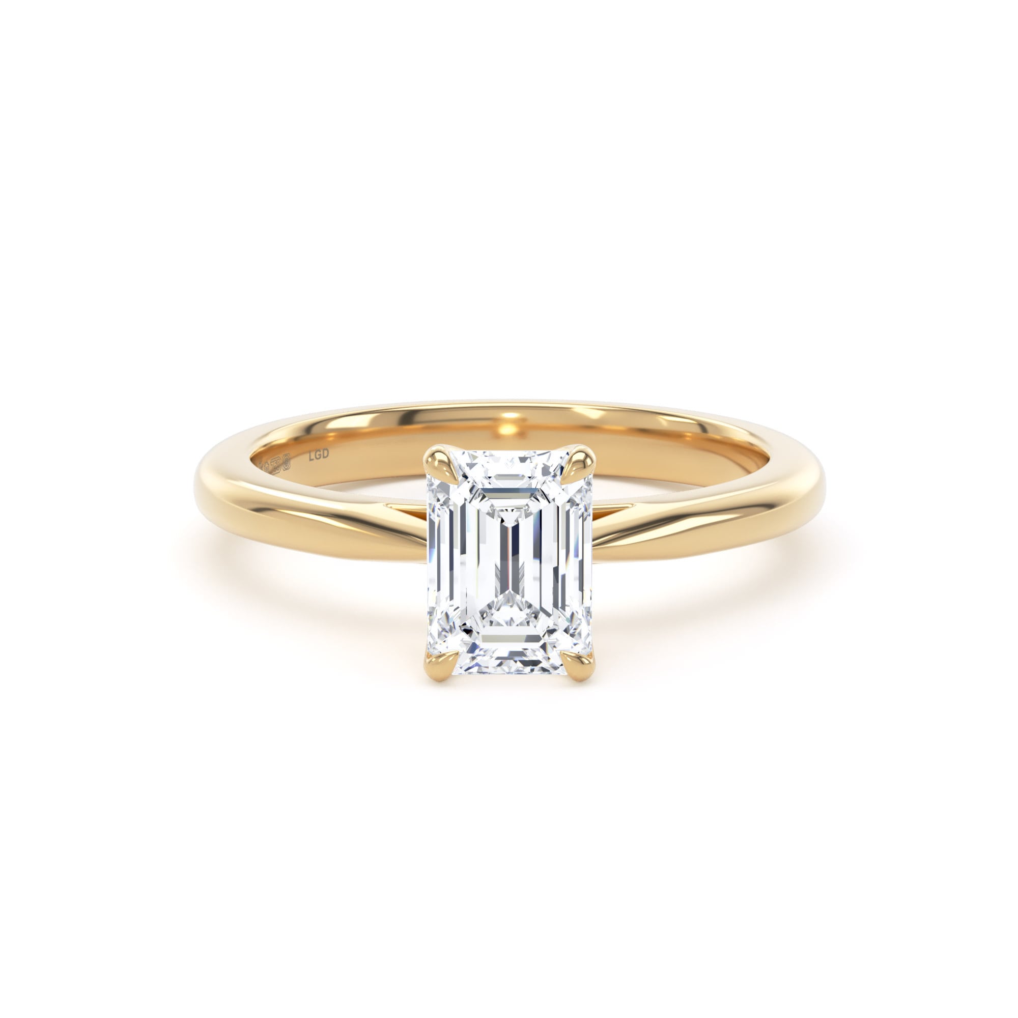 18ct Yellow Gold 1.00cttw Emerald Cut Lab Grown Diamond Solitaire Engagement Ring
