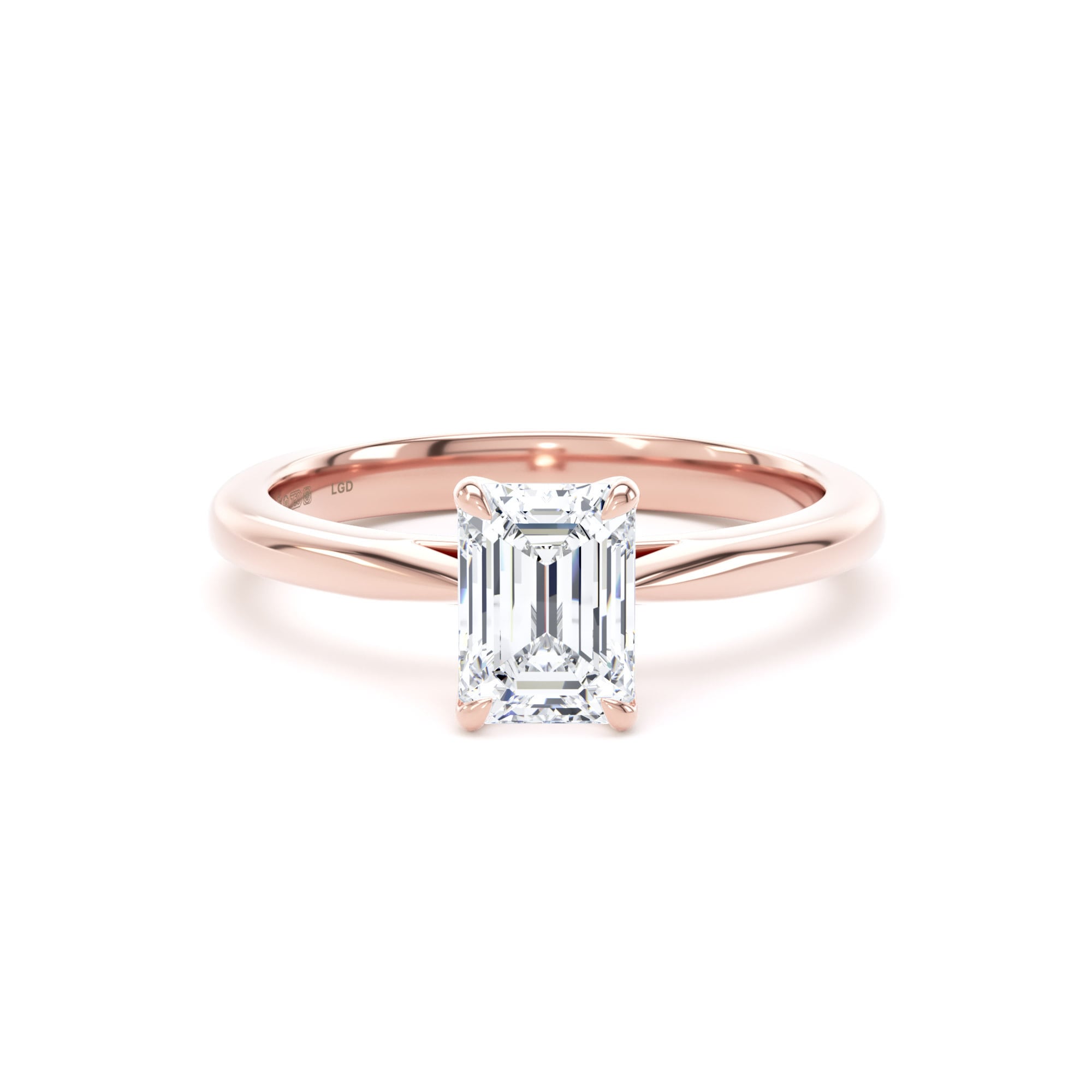 18ct Rose Gold 1.00cttw Emerald Cut Lab Grown Diamond Solitaire Engagement Ring