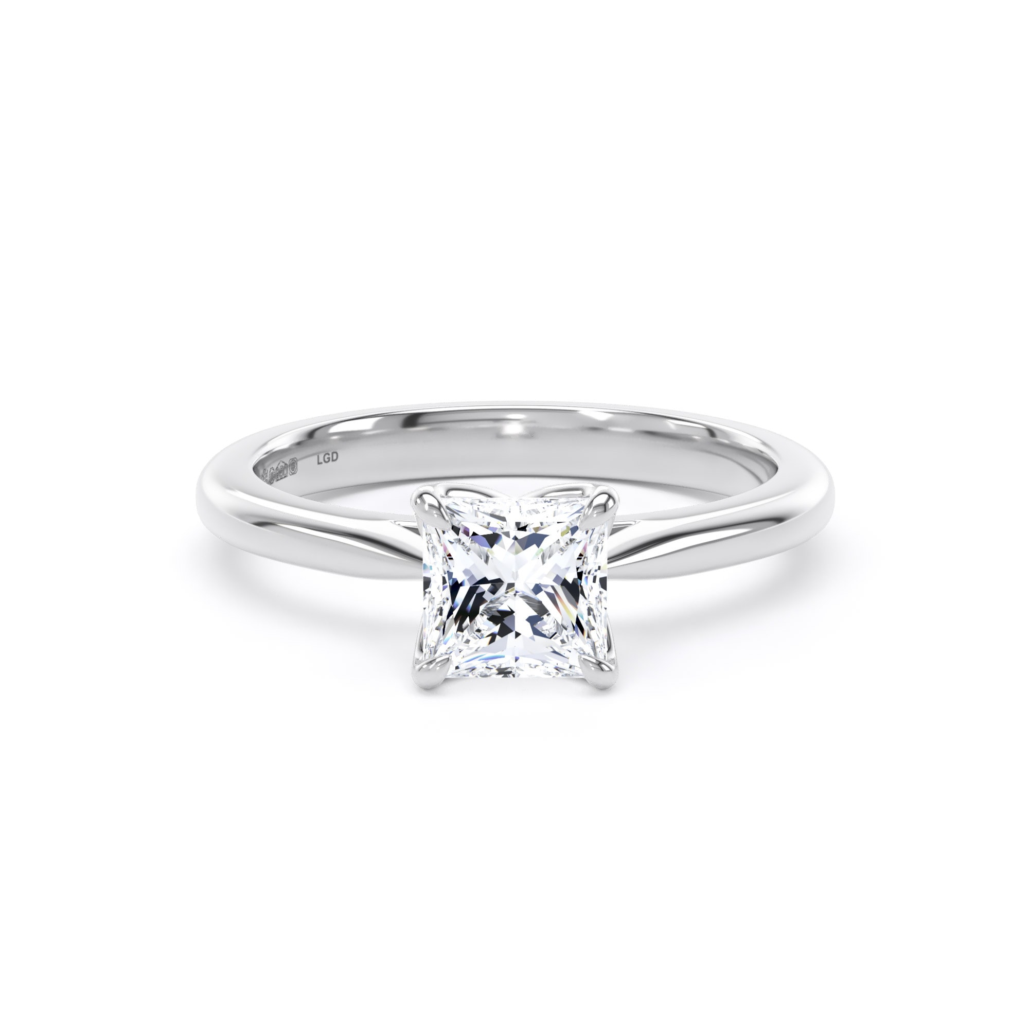 Platinum 1.00cttw Princess Cut Lab Grown Diamond Solitaire Engagement Ring