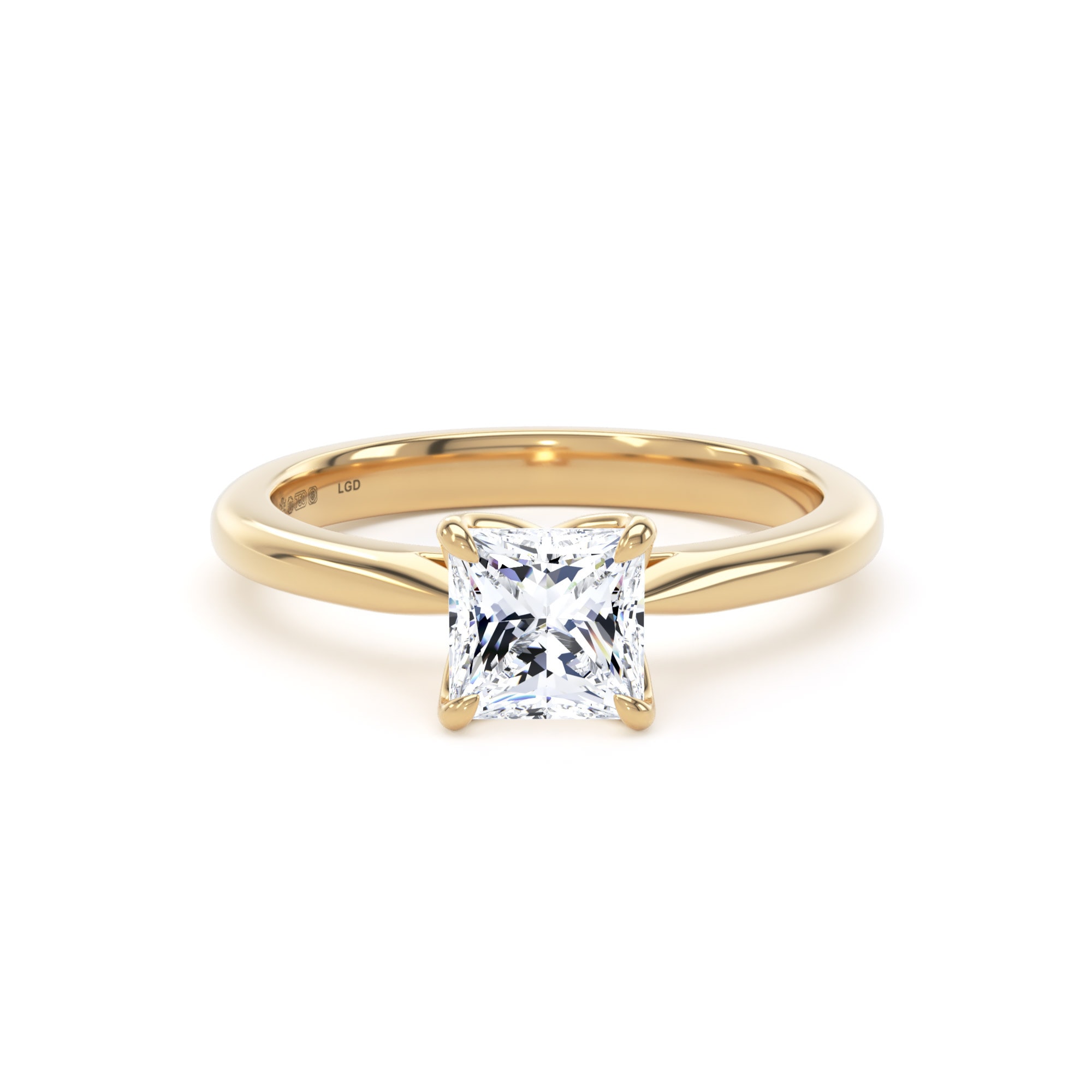 18ct Yellow Gold 1.00cttw Princess Cut Lab Grown Diamond Solitaire Engagement Ring