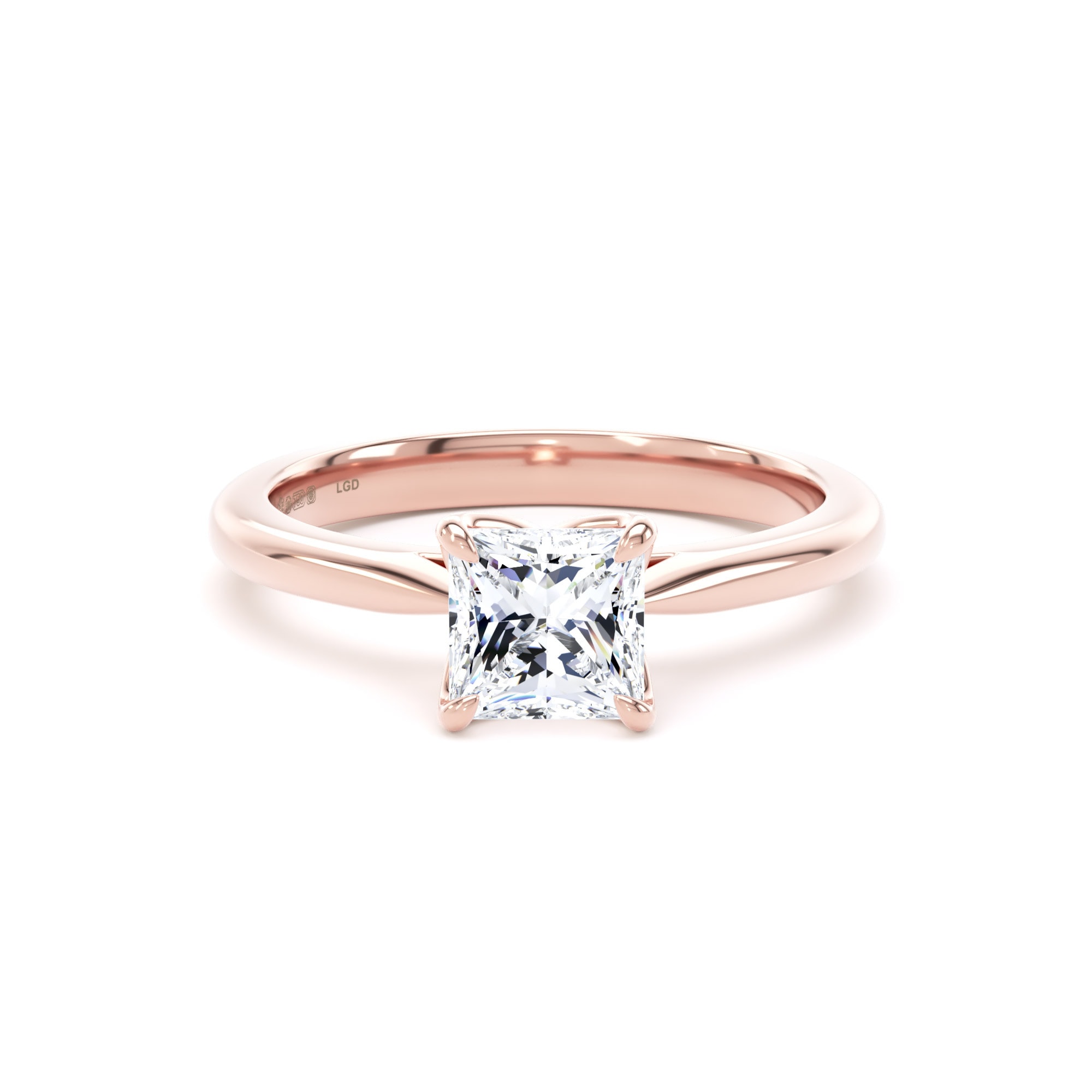 18ct Rose Gold 1.00cttw Princess Cut Lab Grown Diamond Solitaire Engagement Ring