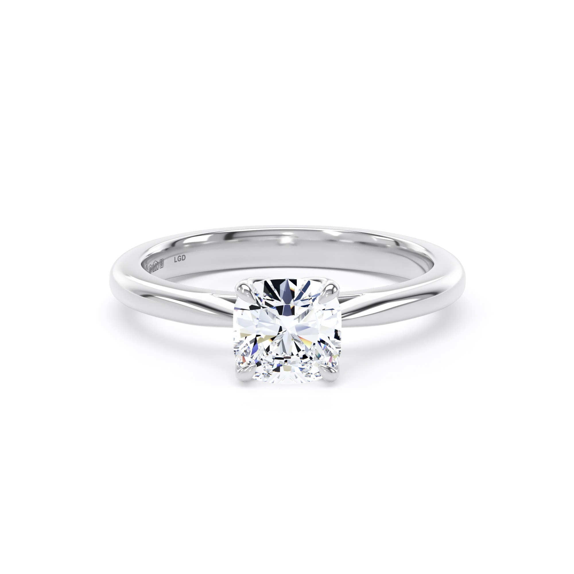 Platinum 1.00cttw Cushion Cut Lab Grown Diamond Solitaire Engagement Ring