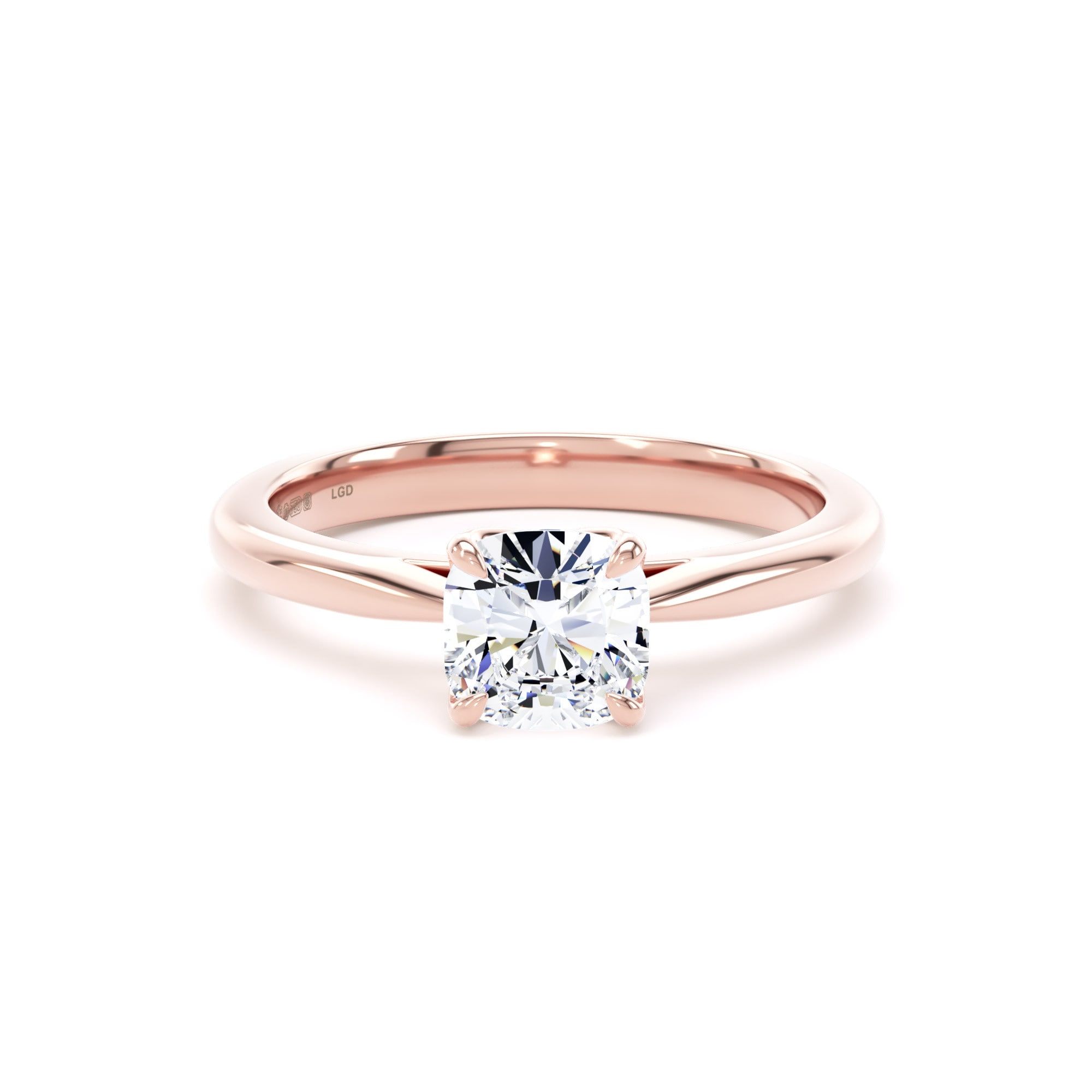 18ct Rose Gold 1.00cttw Cushion Cut Lab Grown Diamond Solitaire Engagement Ring