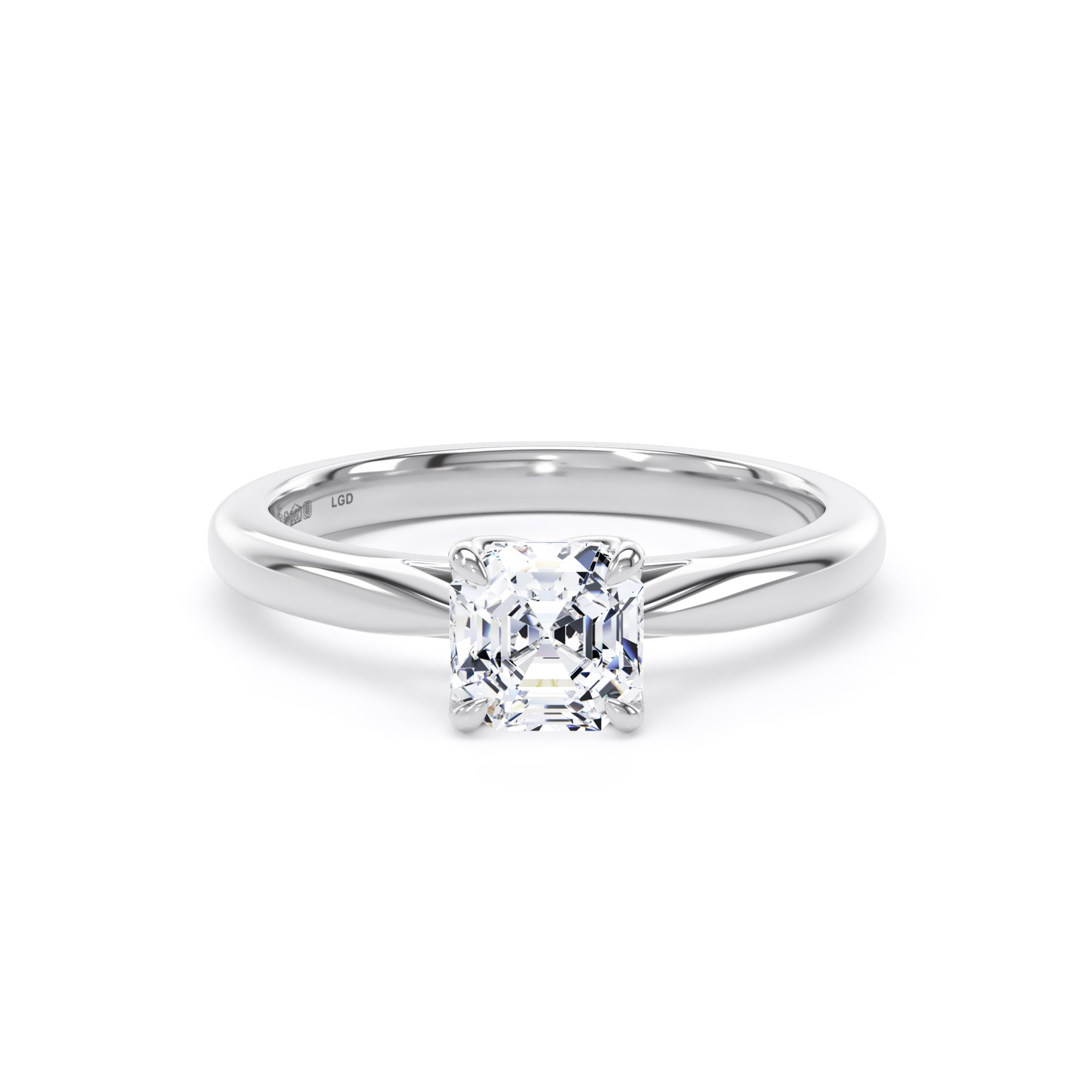 Platinum 1.00cttw Asscher Cut Lab Grown Diamond Solitaire Engagement Ring