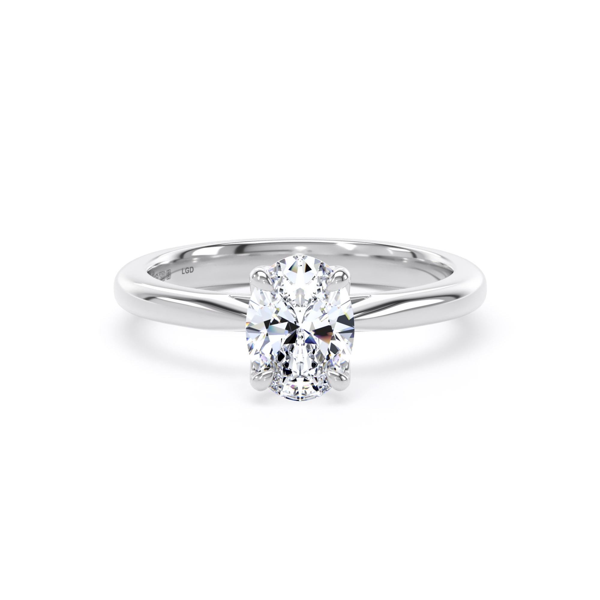 18ct White Gold 1.00cttw Oval Cut Lab Grown Diamond Solitaire Engagement Ring