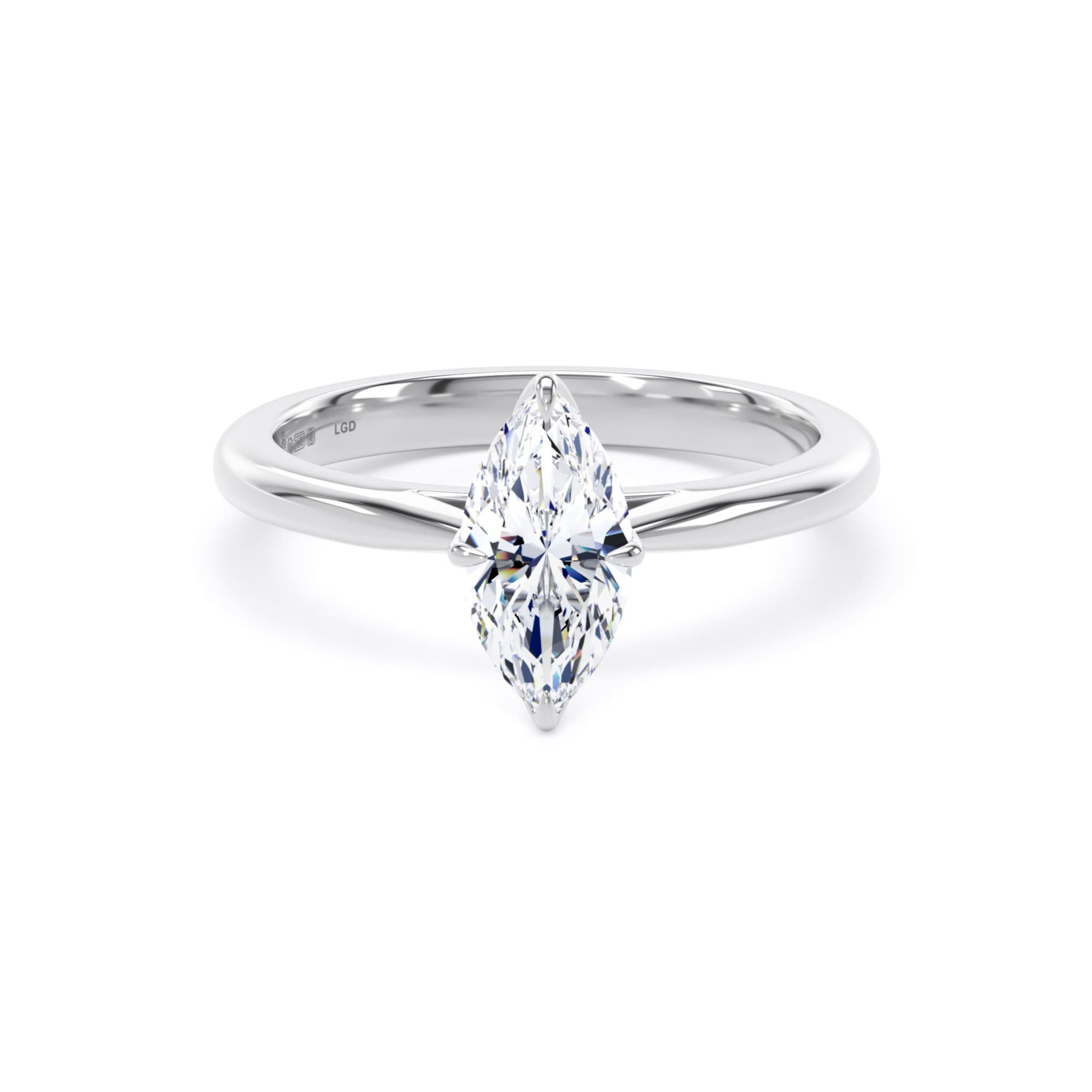 18ct White Gold 1.00cttw Marquise Cut Lab Grown Diamond Solitaire Engagement Ring