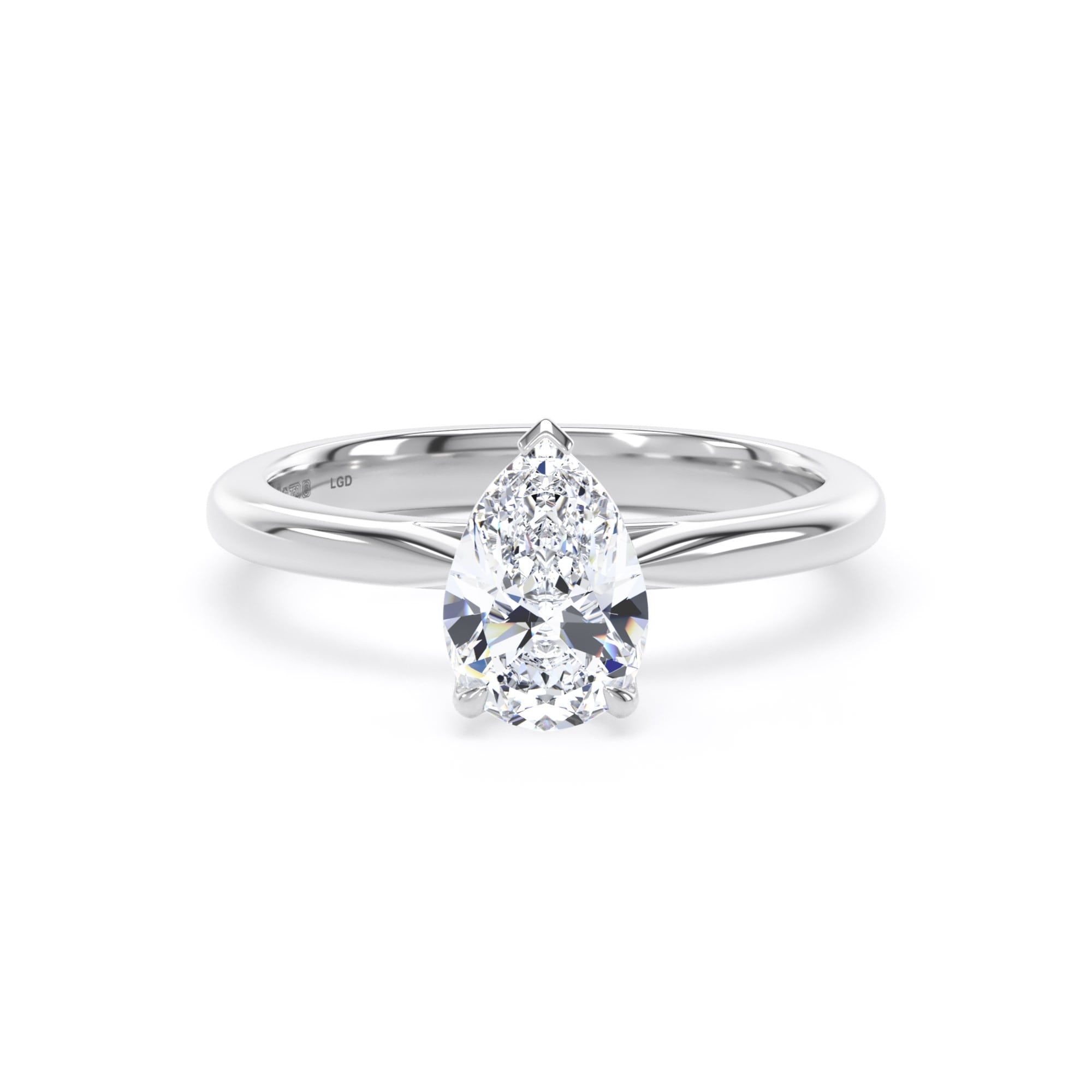 18ct White Gold 1.00cttw Pear Cut Lab Grown Diamond Solitaire Engagement Ring