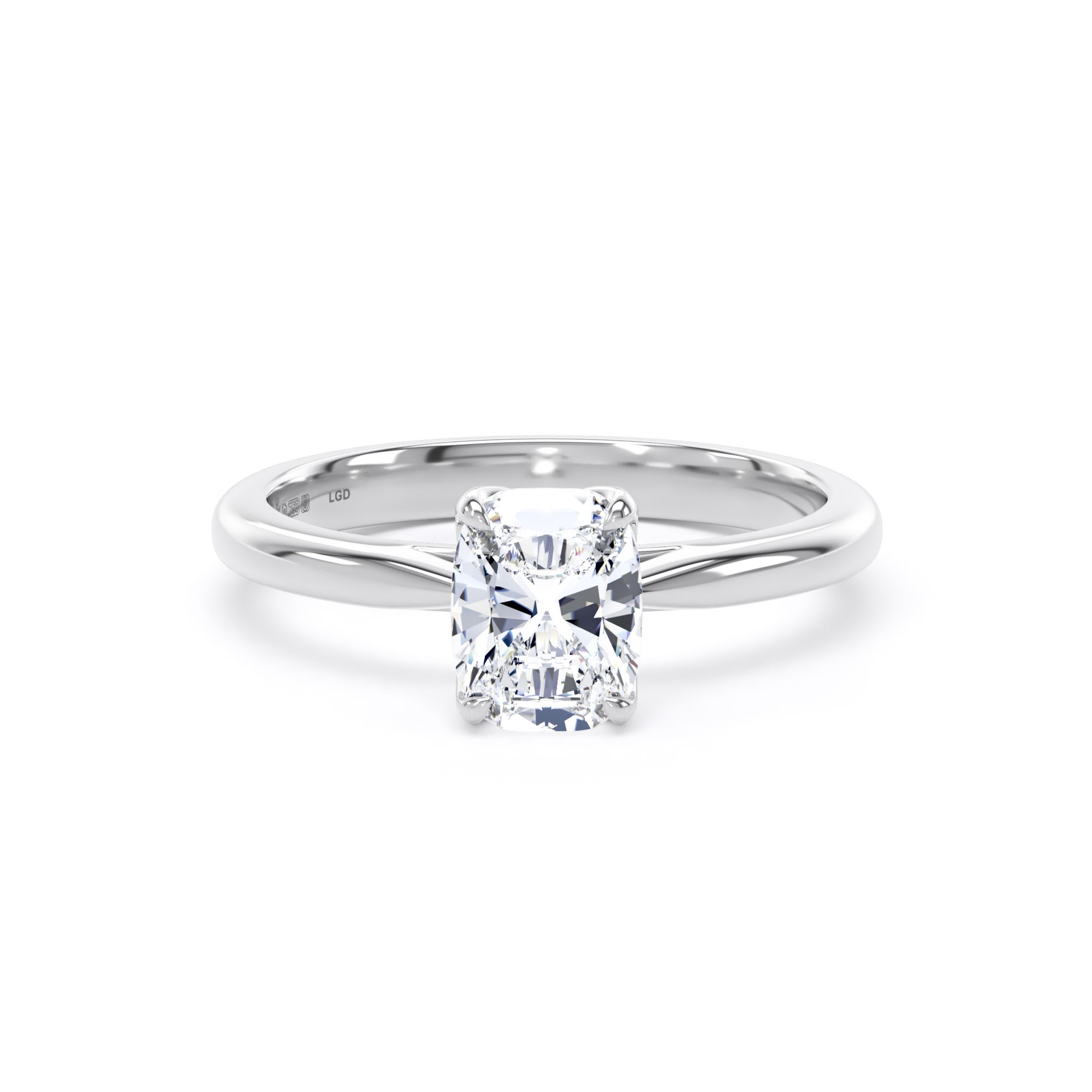 18ct White Gold 1.00cttw Elongated Cushion Cut Lab Grown Diamond Solitaire Engagement Ring