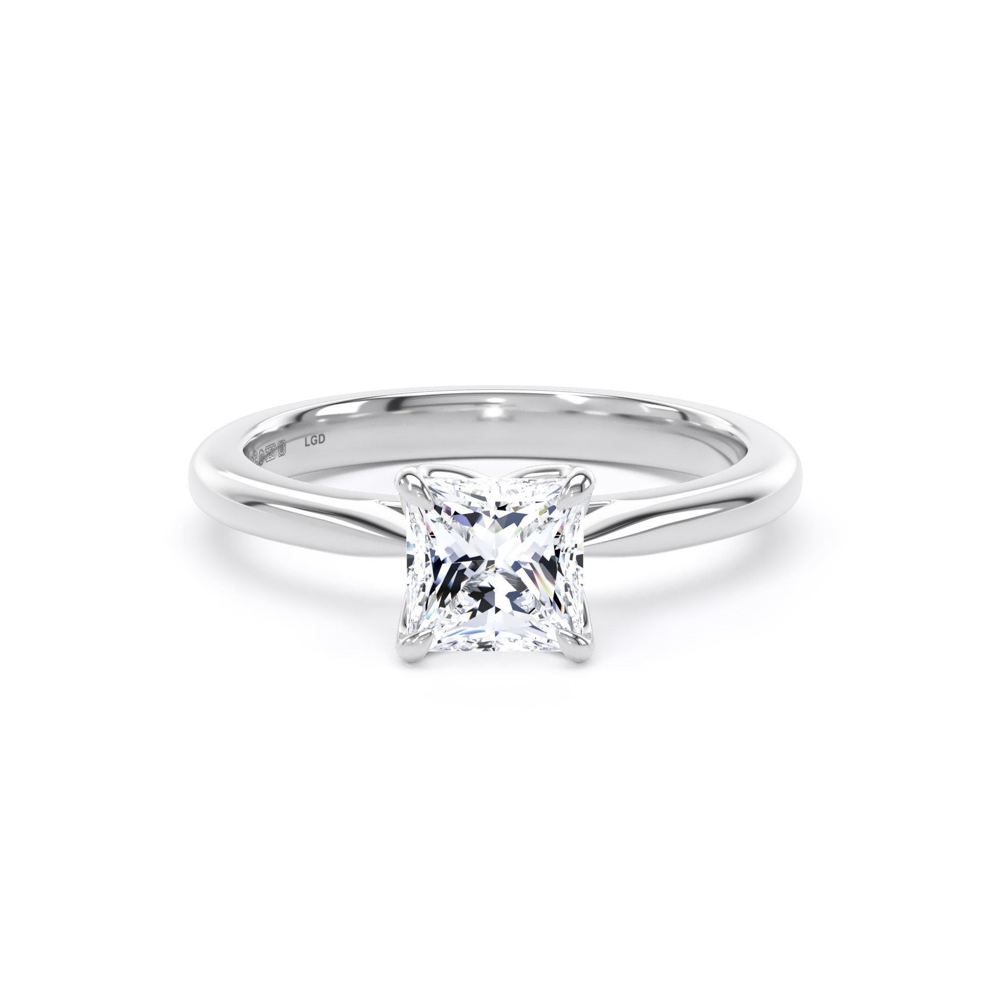 18ct White Gold 1.00cttw Princess Cut Lab Grown Diamond Solitaire Engagement Ring