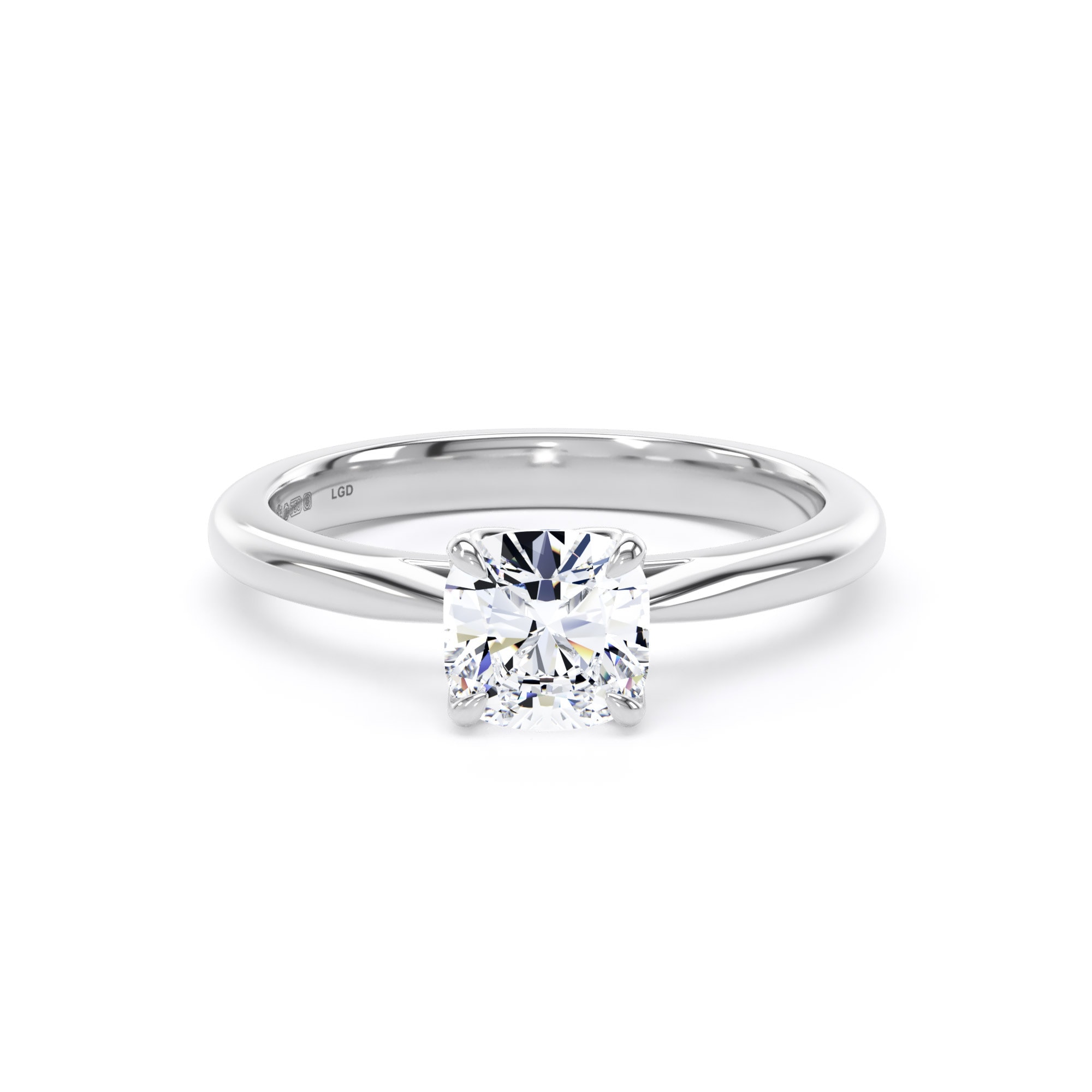 18ct White Gold 1.00cttw Cushion Cut Lab Grown Diamond Solitaire Engagement Ring