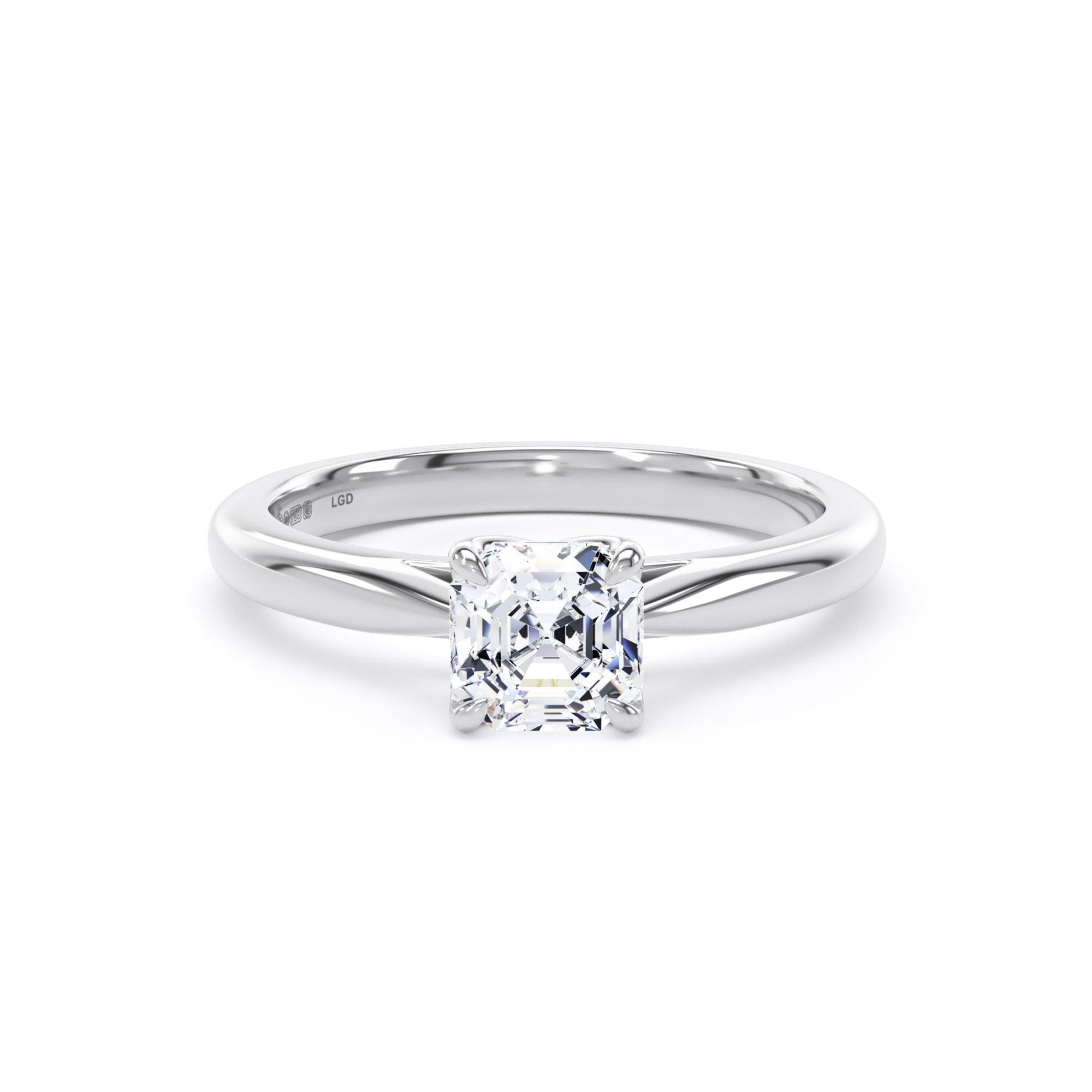 18ct White Gold 1.00cttw Asscher Cut Lab Grown Diamond Solitaire Engagement Ring