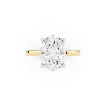 18K Yellow Gold 3.00cttw Lab Grown Diamond Oval Cut Solitaire Engagement Ring