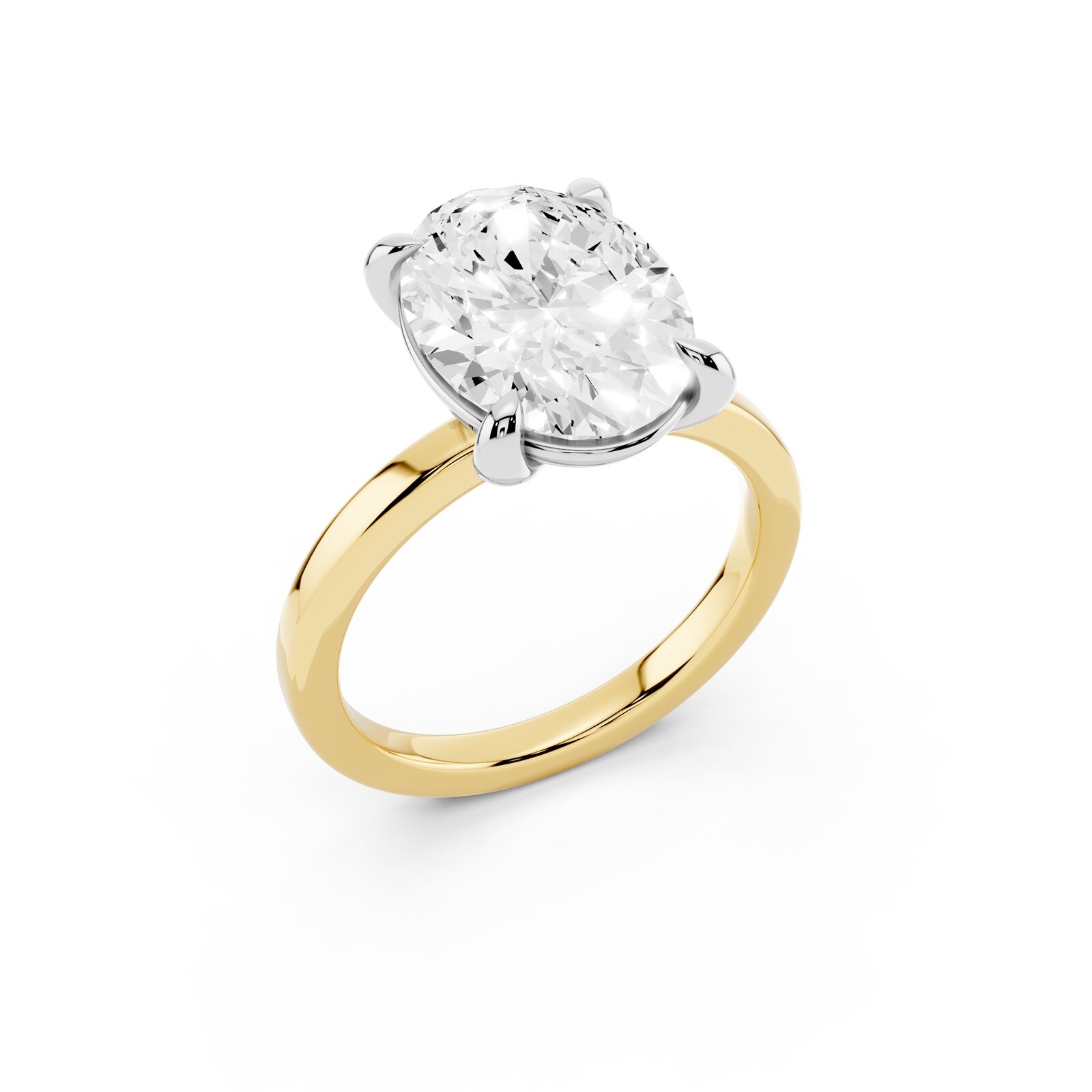 Mayors 18K Yellow Gold 4.00cttw Lab Grown Diamond Oval Cut Solitaire Engagement Ring