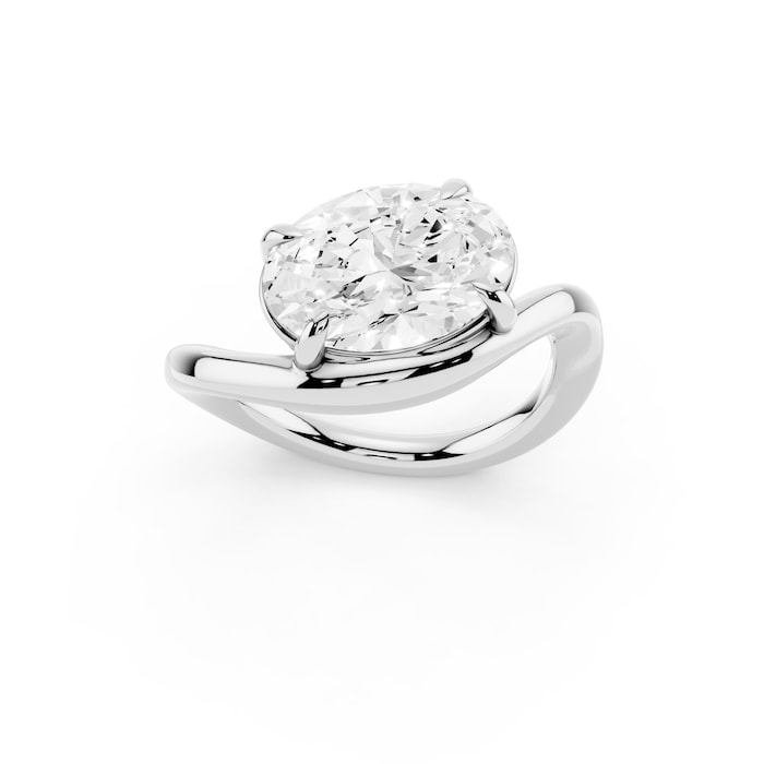 Mayors Platinum 3.00cttw Lab Grown Diamond Oval Cut Solitaire Wave Ring