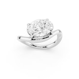 Mayors Platinum 3.00cttw Lab Grown Diamond Oval Cut Solitaire Wave Ring