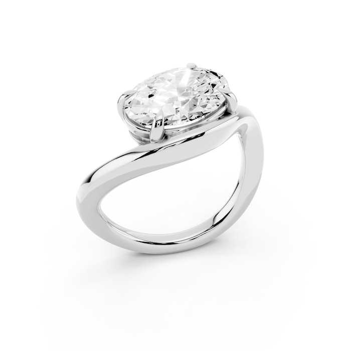 Mayors Platinum 3.00cttw Lab Grown Diamond Oval Cut Solitaire Wave Ring