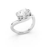 Mayors Platinum 3.00cttw Lab Grown Diamond Oval Cut Solitaire Wave Ring