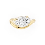 Mayors 18K Yellow Gold 3.00cttw Lab Grown Diamond Oval Cut Solitaire Wave Ring - Ring Size 6