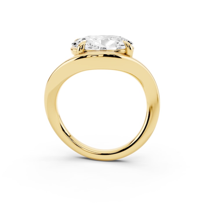 Mayors 18K Yellow Gold 3.00cttw Lab Grown Diamond Oval Cut Solitaire Wave Ring - Ring Size 6