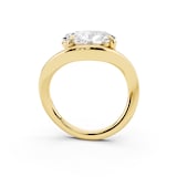 Mayors 18K Yellow Gold 3.00cttw Lab Grown Diamond Oval Cut Solitaire Wave Ring - Ring Size 6