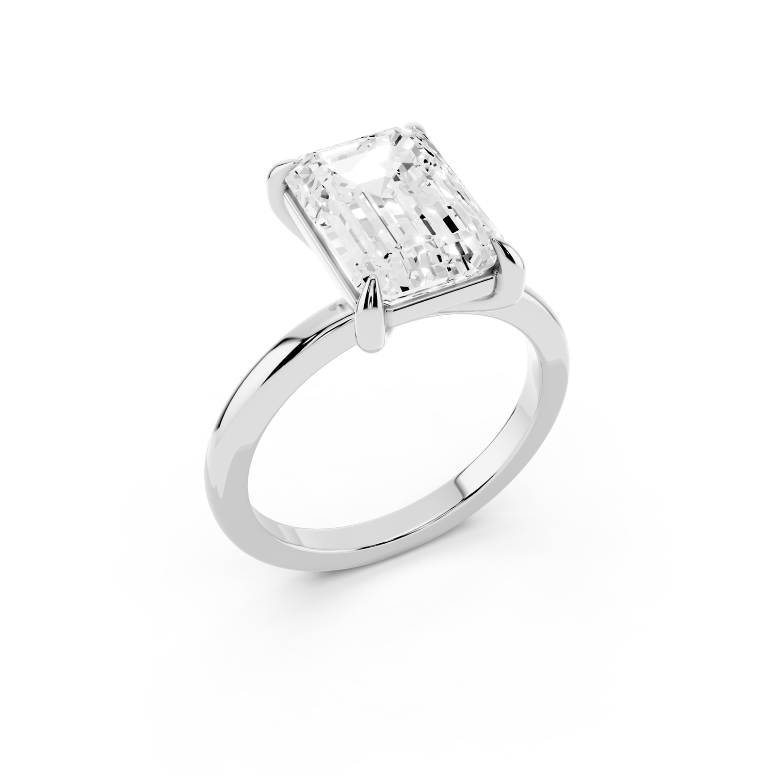 Mayors Platinum 4.00cttw Lab Grown Diamond Emerald Cut Solitaire Engagement Ring