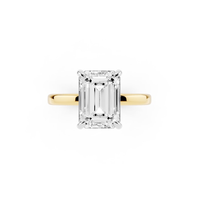 Mayors 18K Yellow Gold 3.00cttw Lab Grown Diamond Emerald Cut Solitaire Engagement Ring
