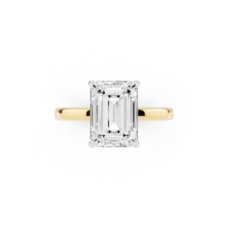 Mayors 18K Yellow Gold 3.00cttw Lab Grown Diamond Emerald Cut Solitaire Engagement Ring
