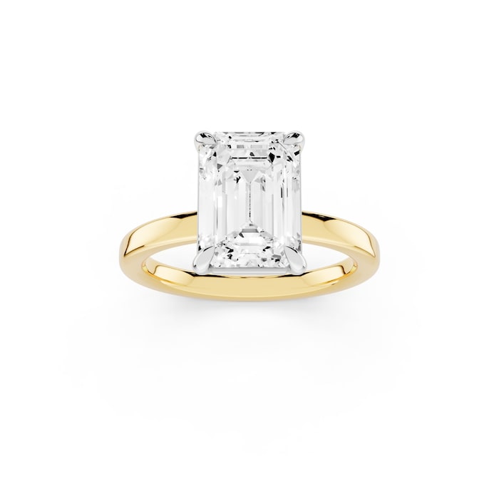 Mayors 18K Yellow Gold 3.00cttw Lab Grown Diamond Emerald Cut Solitaire Engagement Ring